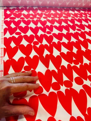 Sweet Red Love organic cotton linen (CUT PIECE 1.2M $15)