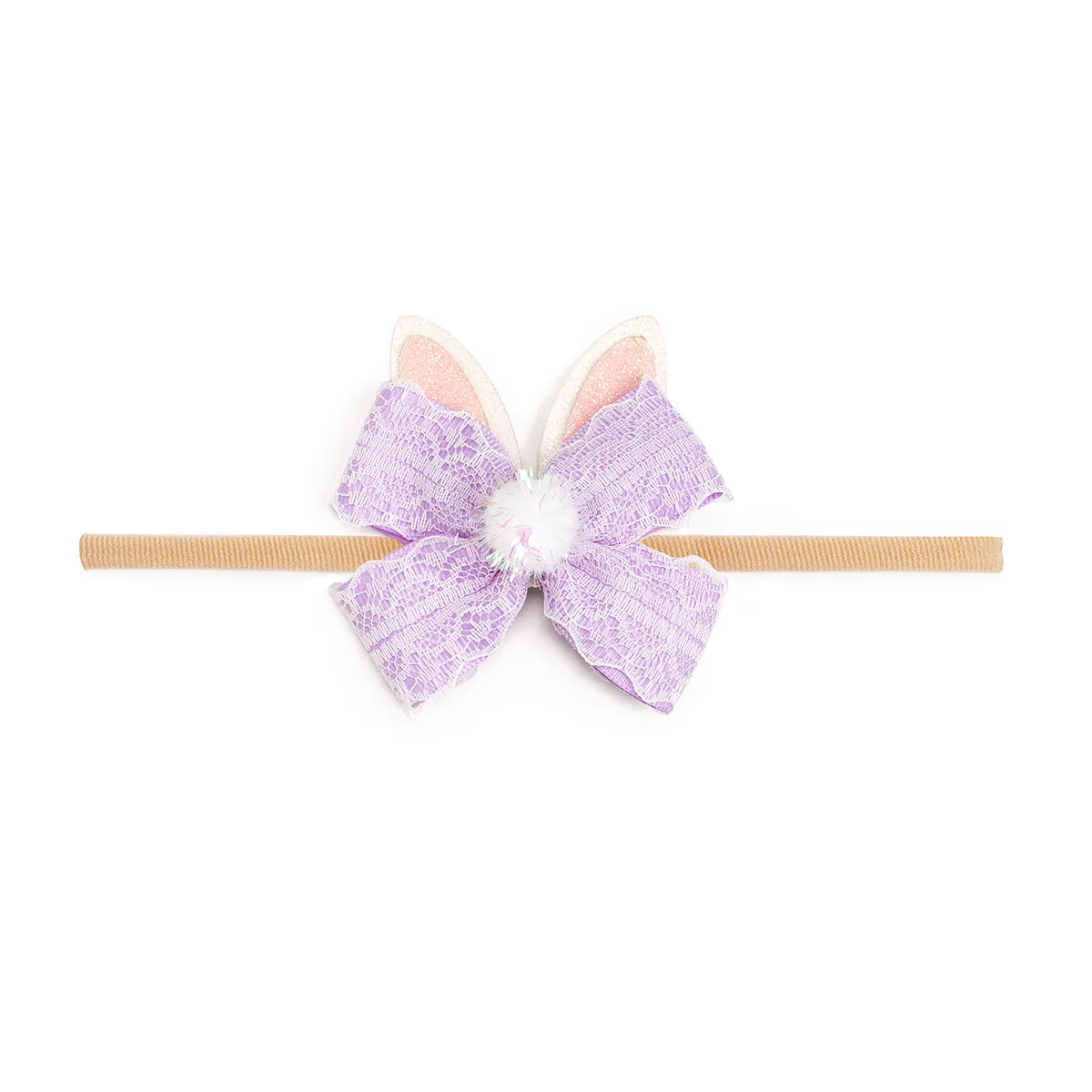 Sweet Wink Lavender Lace Easter Bunny Bow Baby Headband