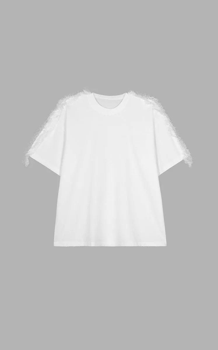 T-shirt / JNBY Lace Trim Panelled Oversize T-Shirt
