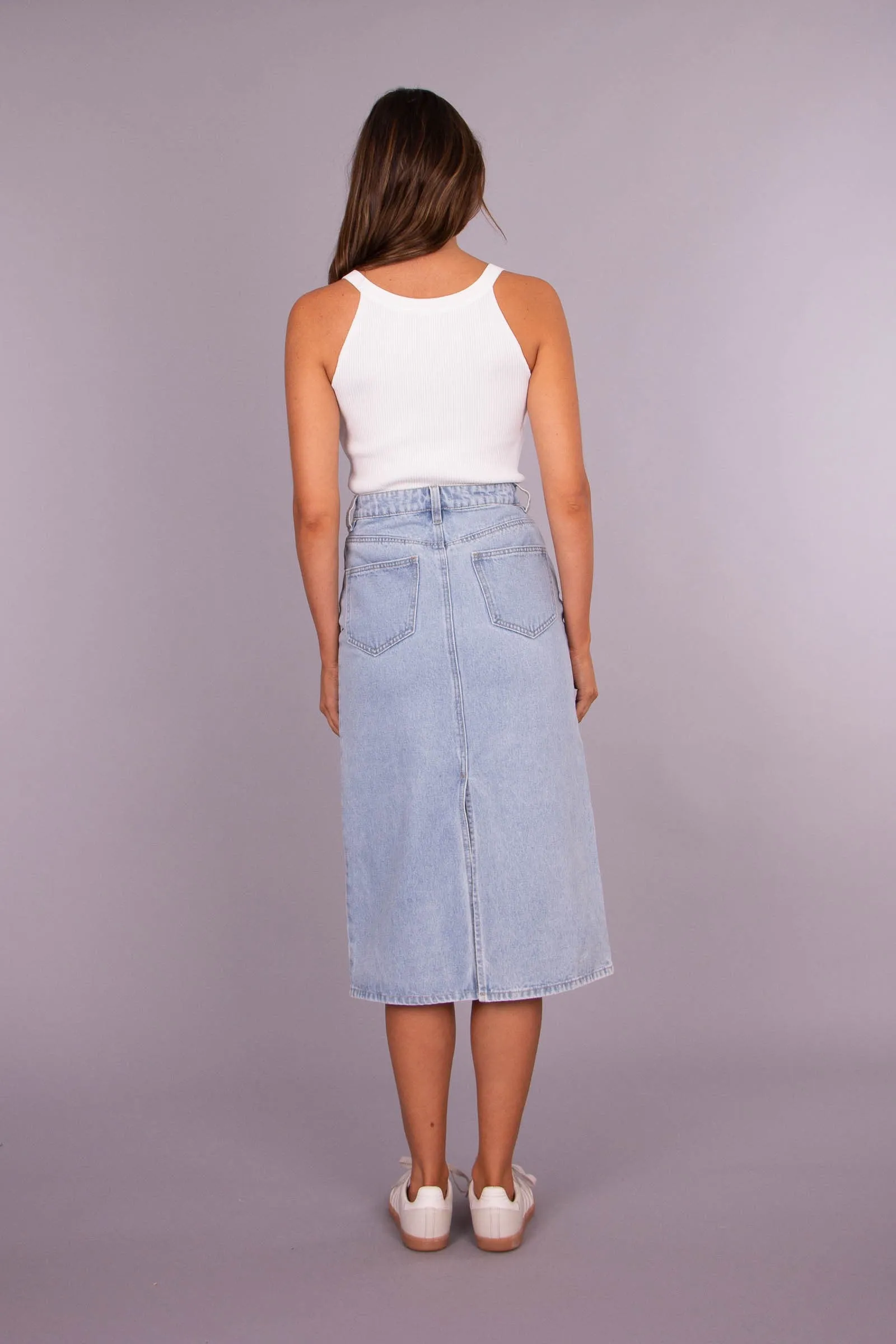 T3258 DENIM MIDI SKIRT