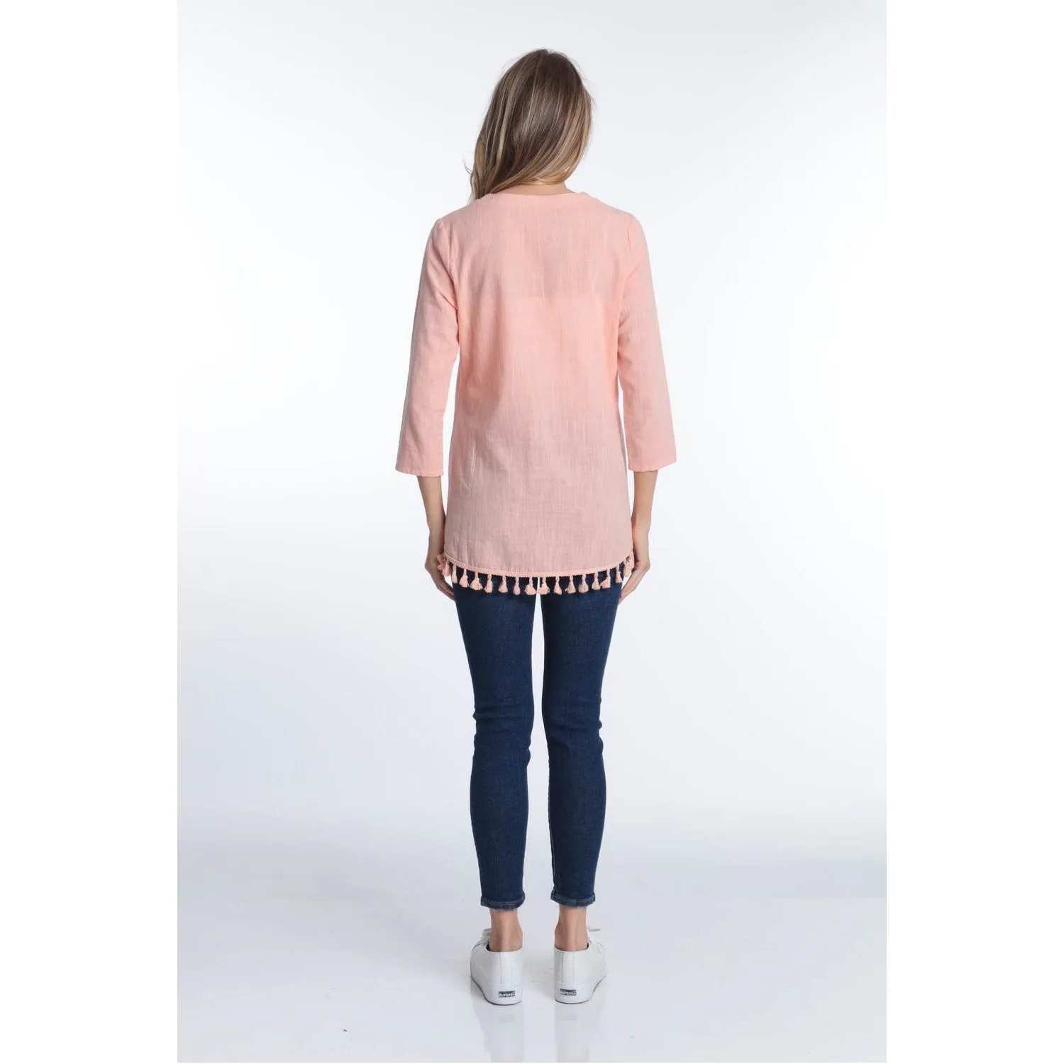 Tassled V Neck Top