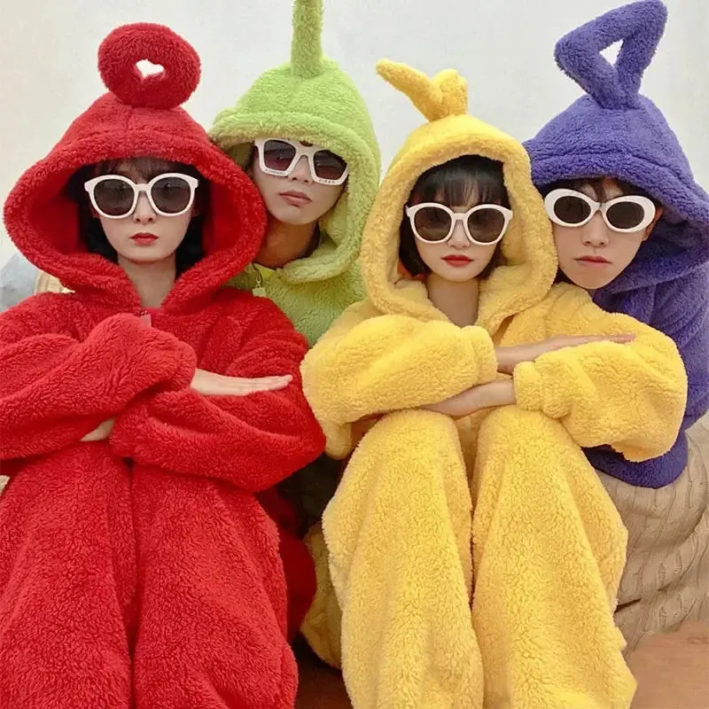 Teletubbies Cartoon Hooded Wearable Adult Blanket Robe