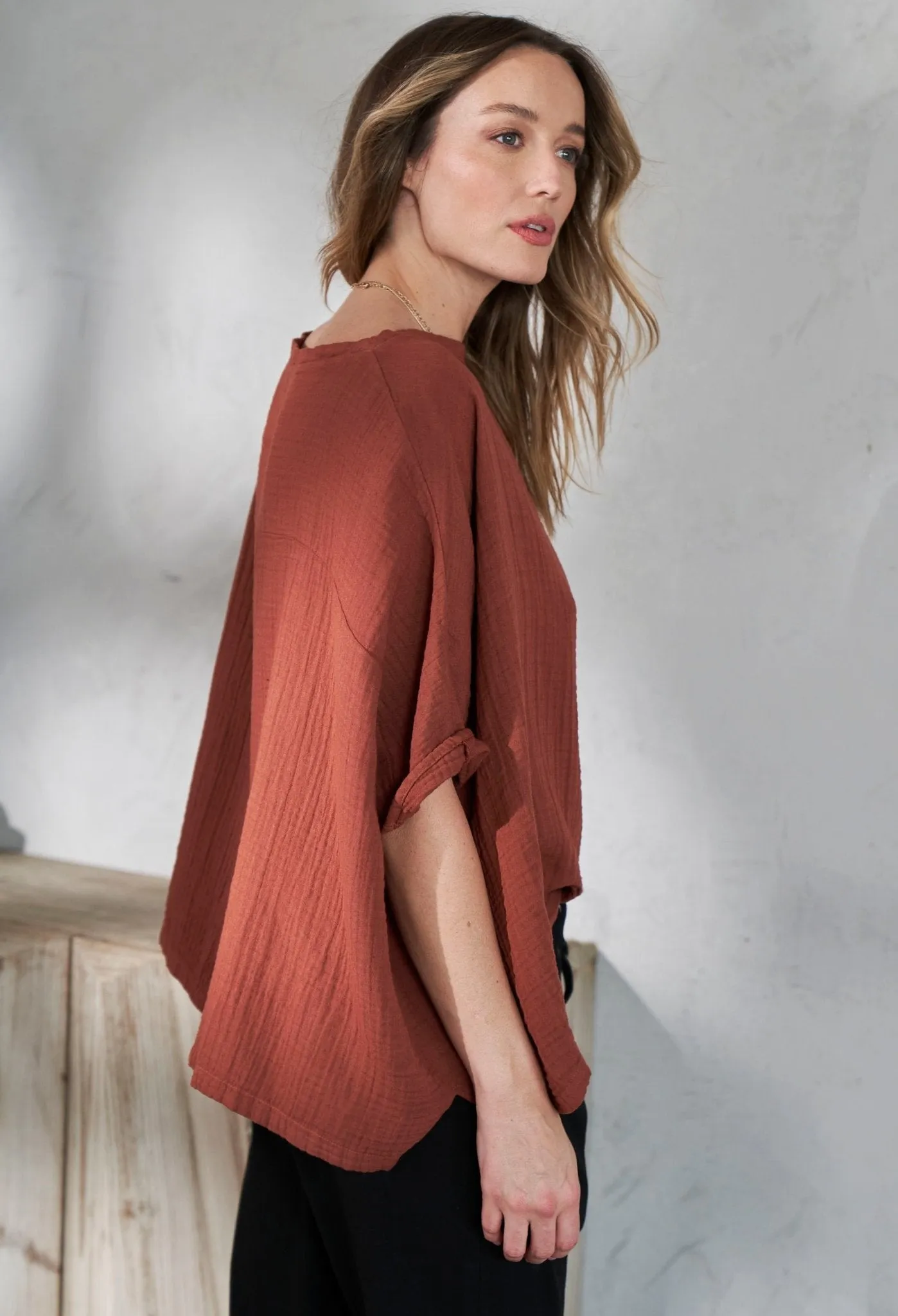 Terracotta Square Gauze Top - SALE