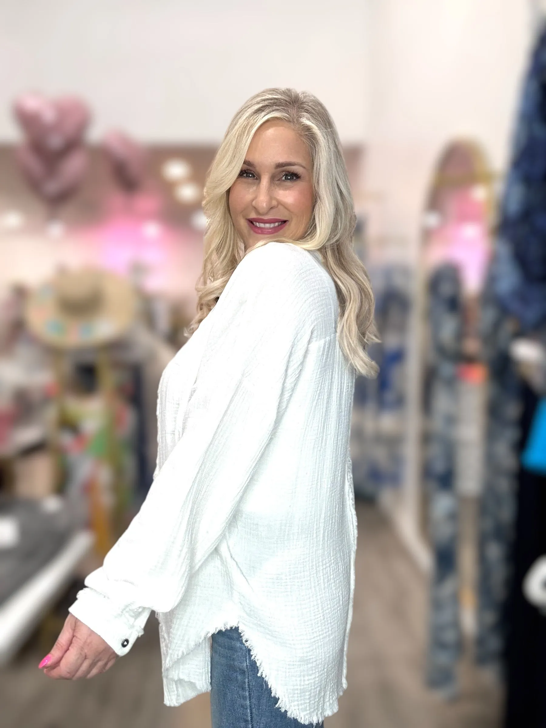 The Beachy Gauze Button Down Top