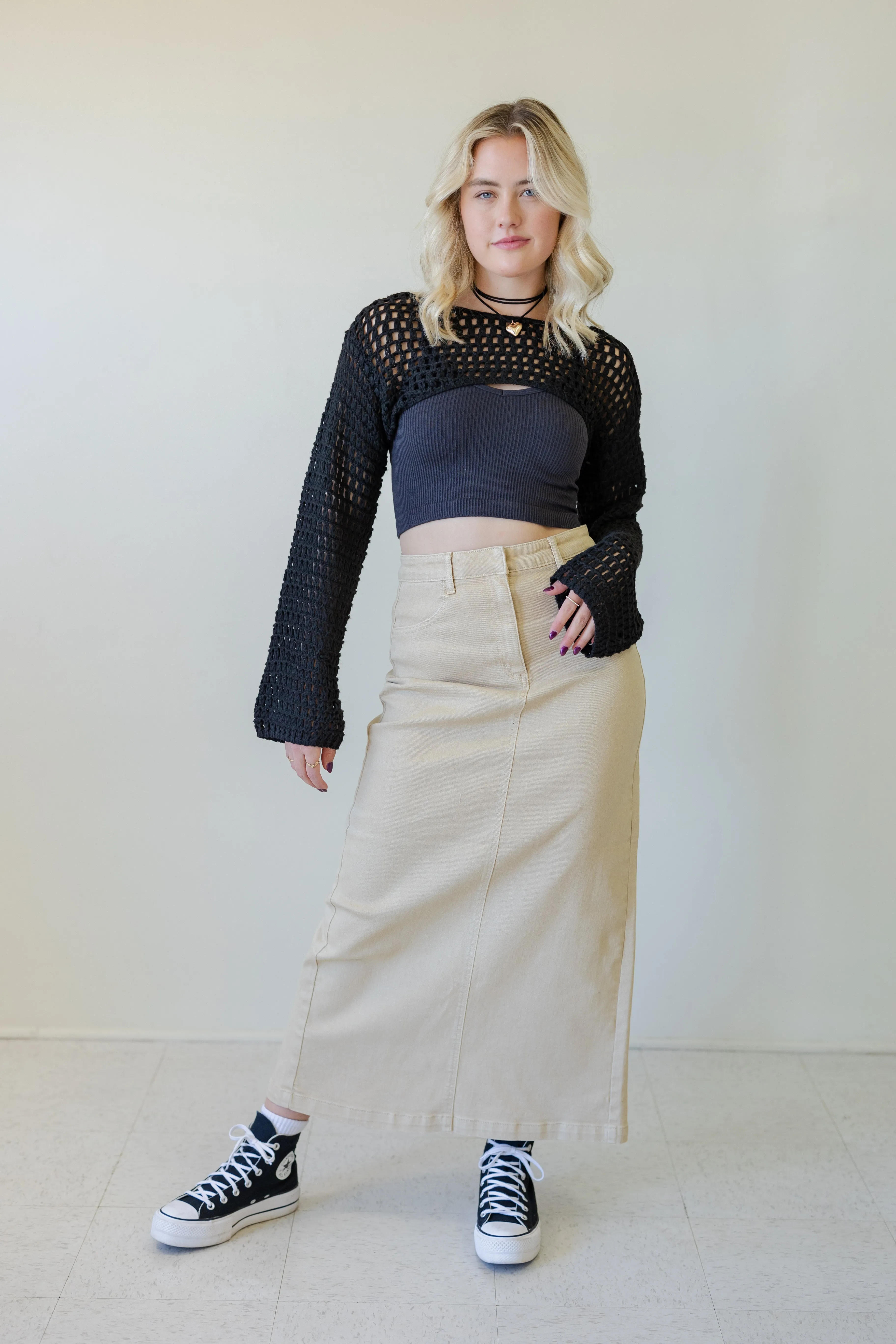 The Olivine High Rise Maxi Skirt by Nectar Premium Denim