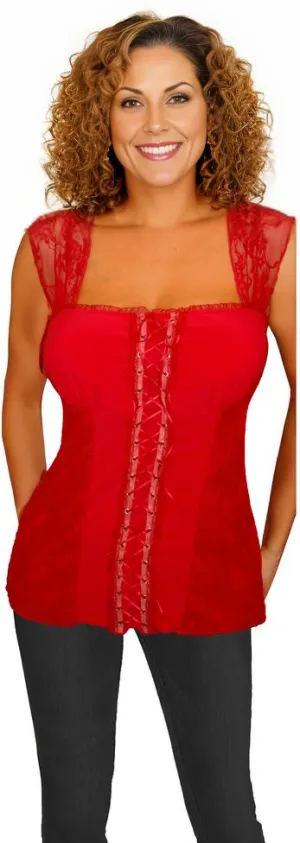 The Red Lace-Up Top