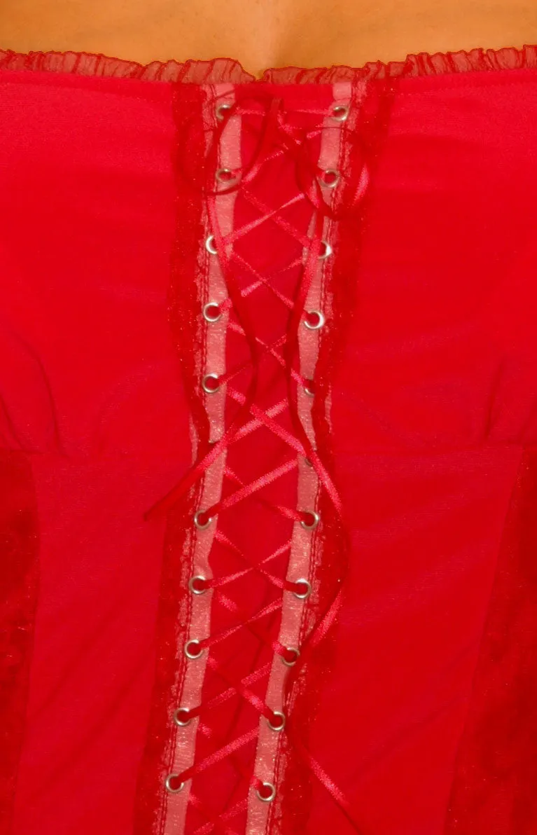 The Red Lace-Up Top