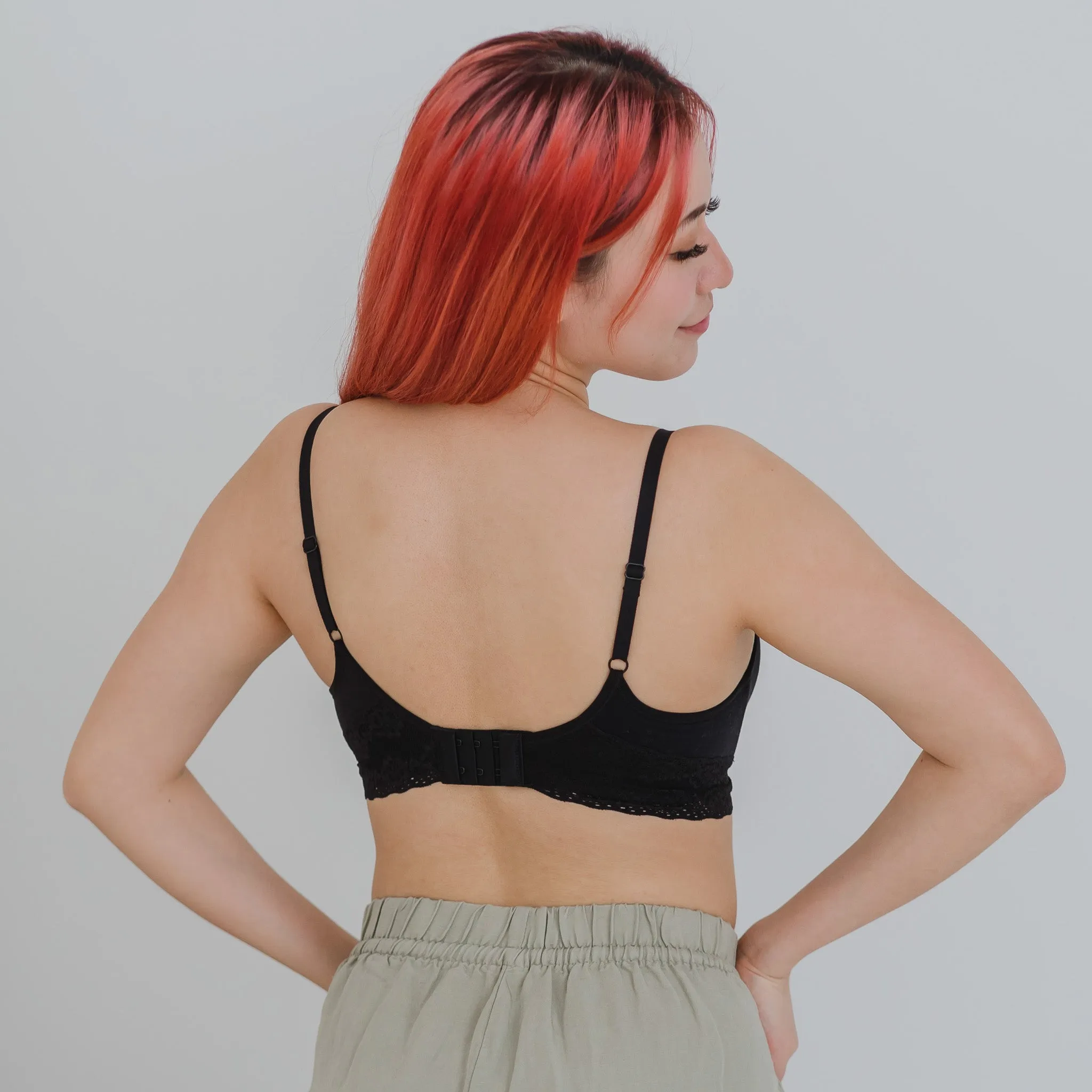 The Softest! Lacey Wireless T-Shirt Bra in Black
