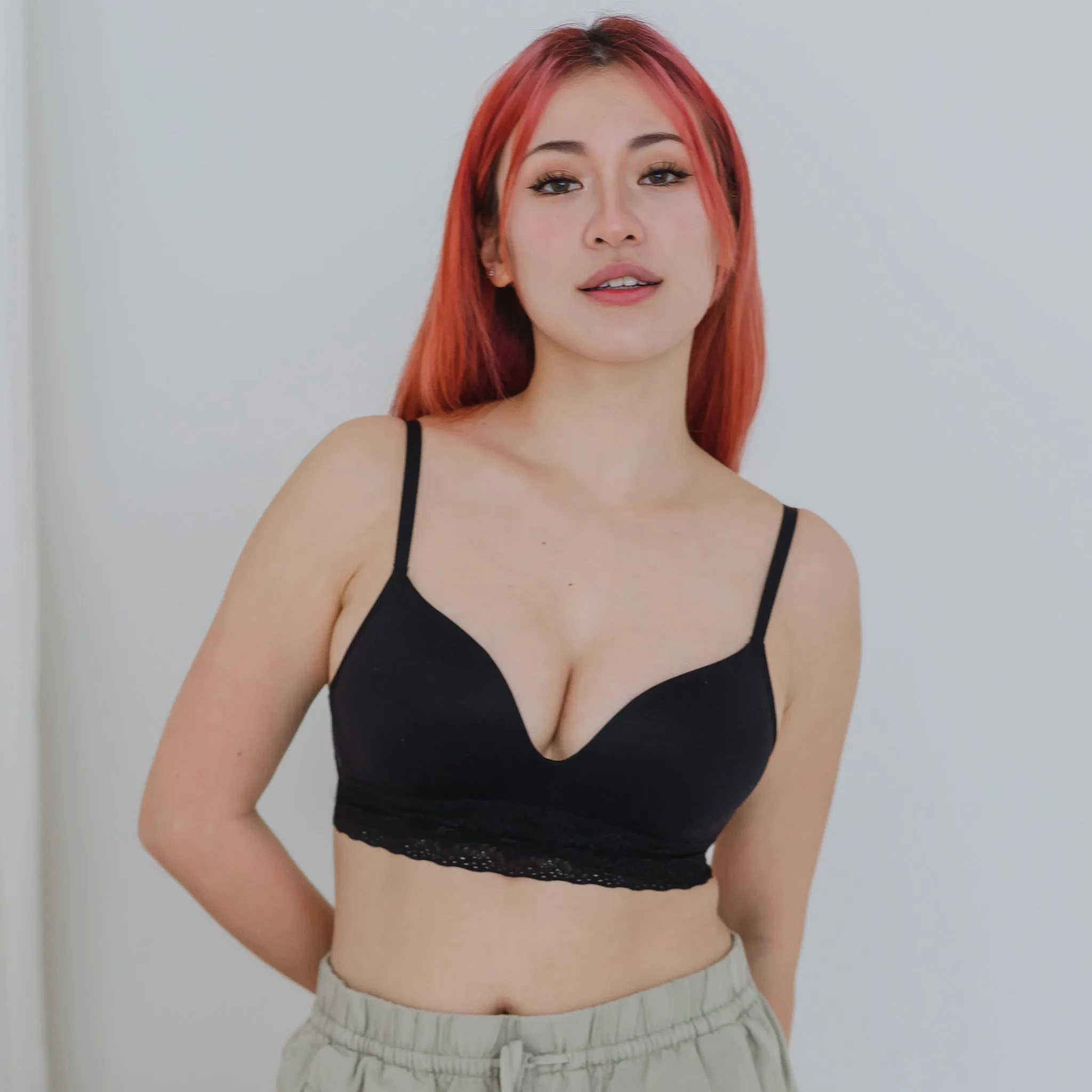 The Softest! Lacey Wireless T-Shirt Bra in Black