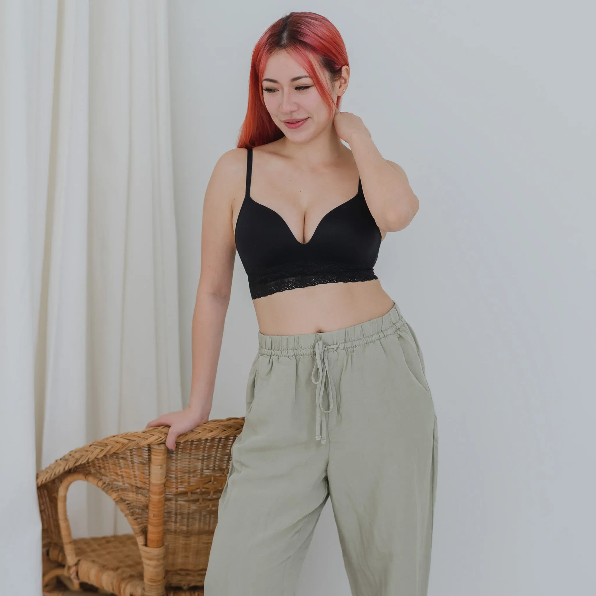 The Softest! Lacey Wireless T-Shirt Bra in Black