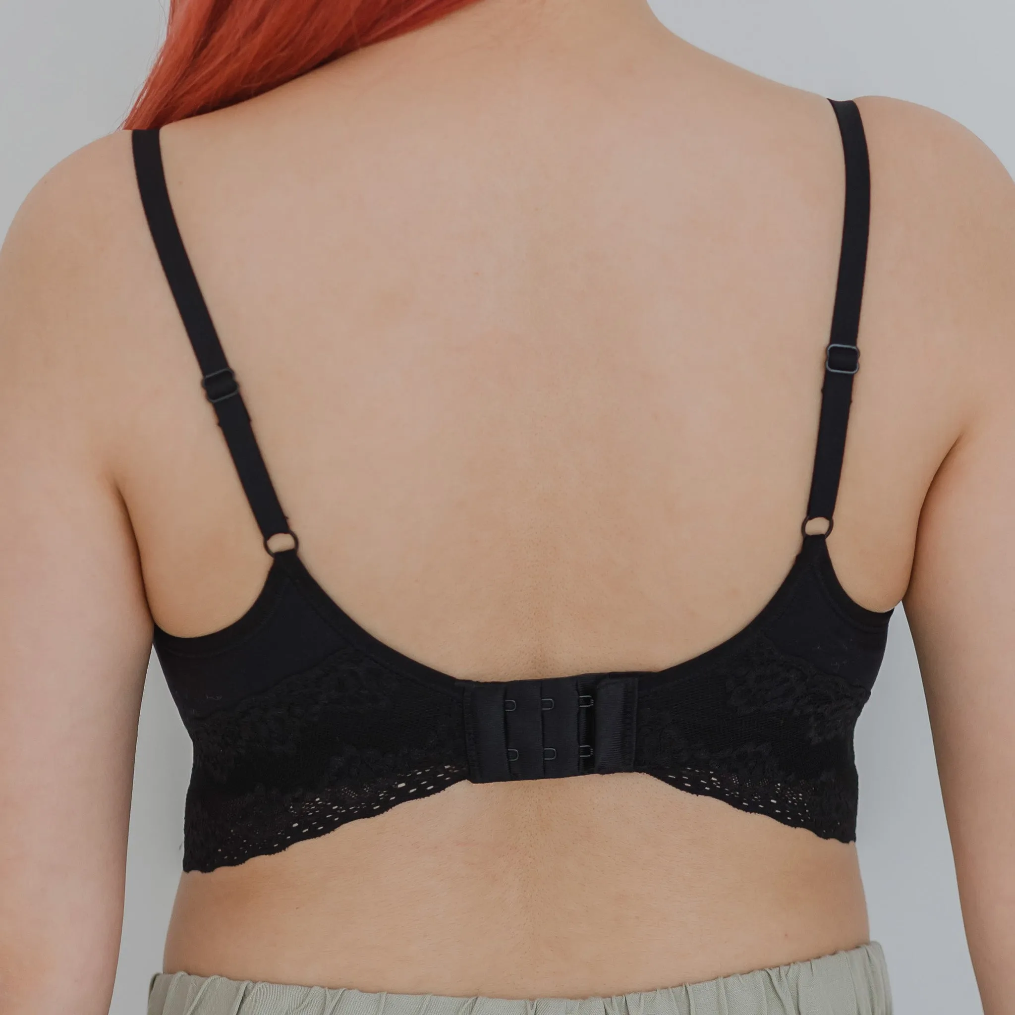 The Softest! Lacey Wireless T-Shirt Bra in Black