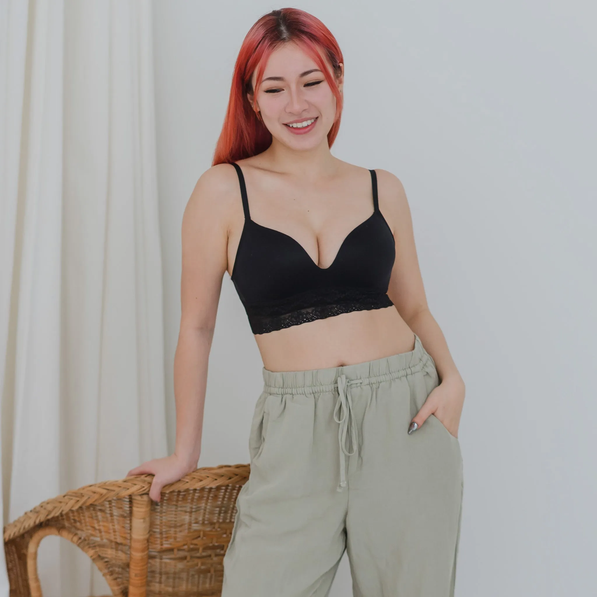 The Softest! Lacey Wireless T-Shirt Bra in Black