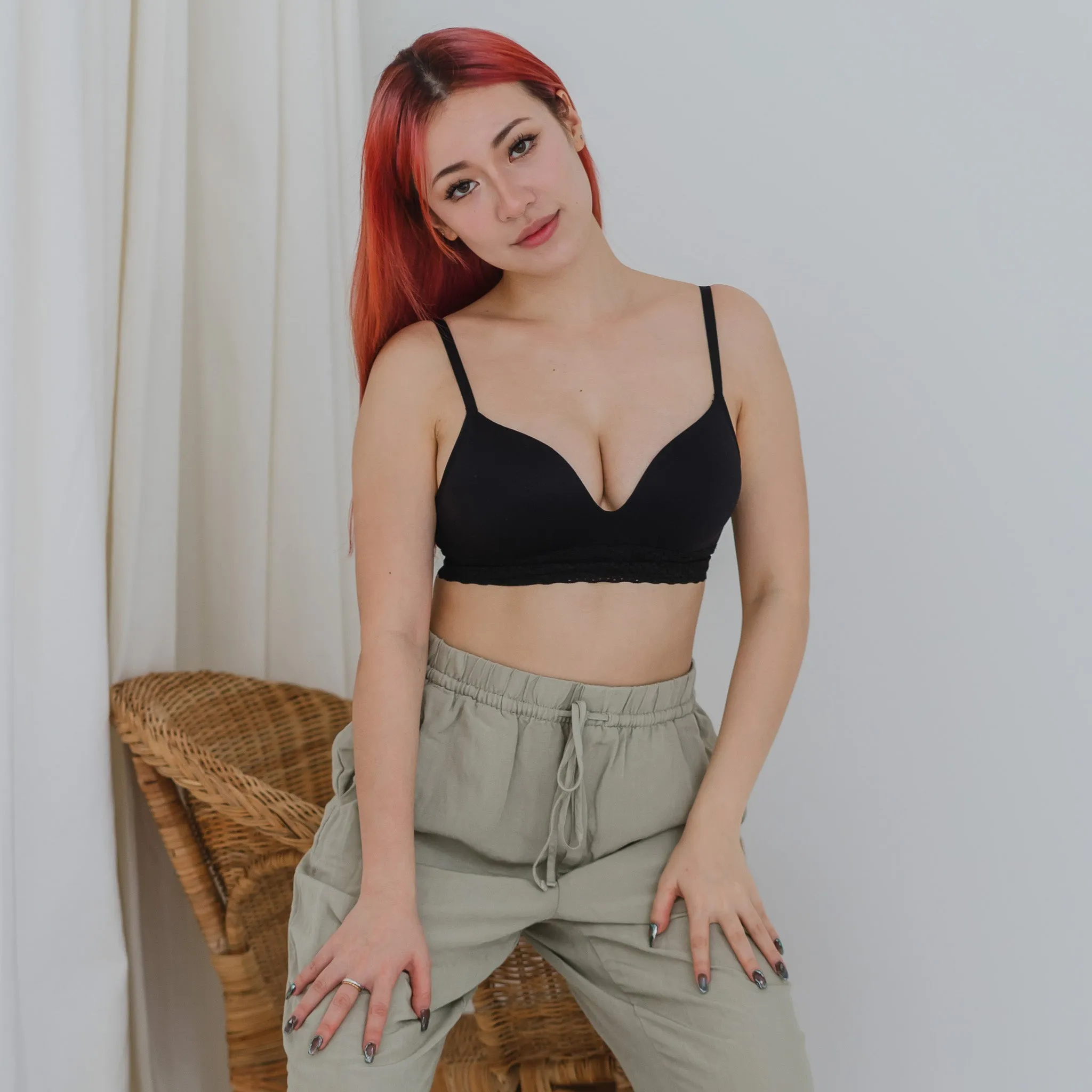 The Softest! Lacey Wireless T-Shirt Bra in Black