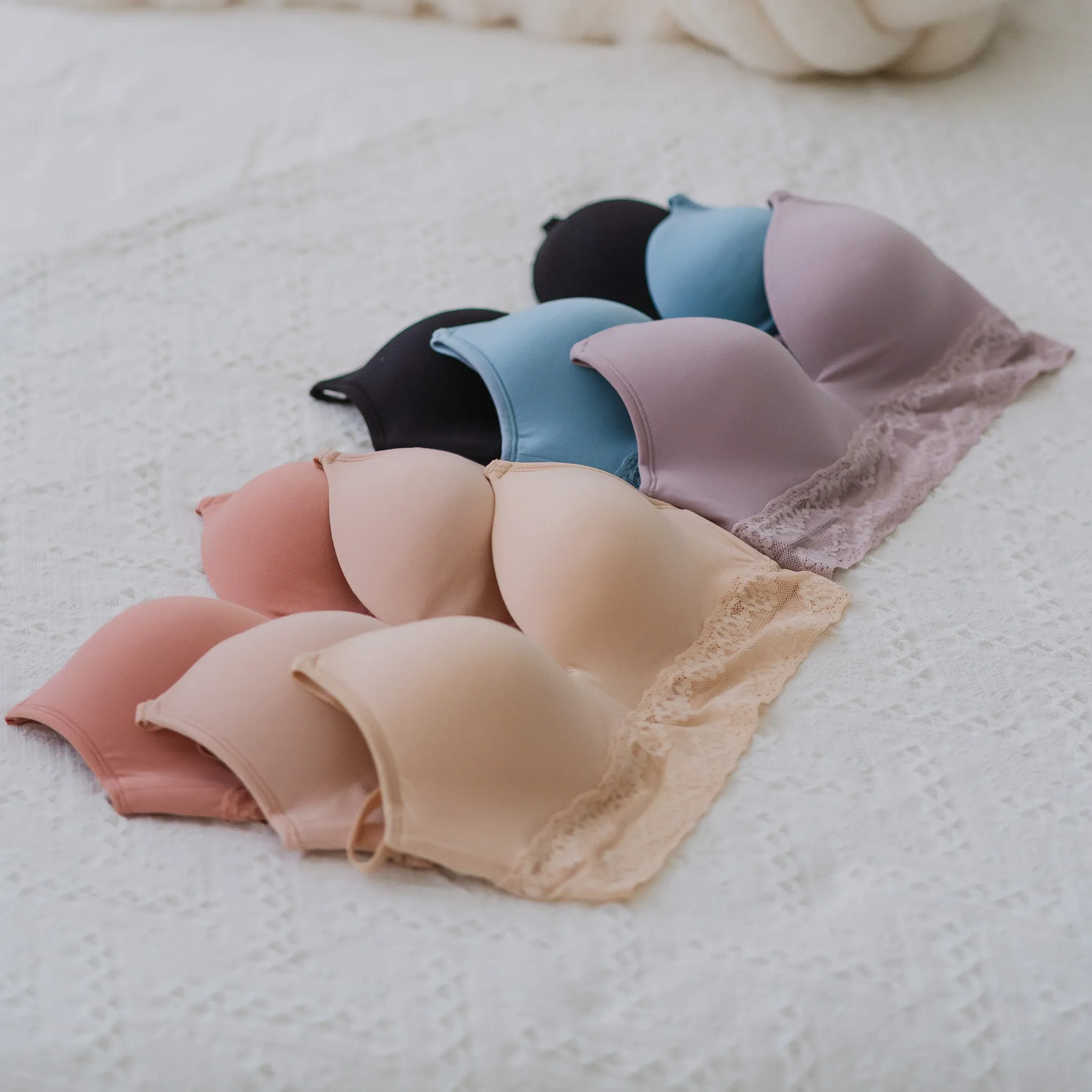 The Softest! Lacey Wireless T-Shirt Bra in Black