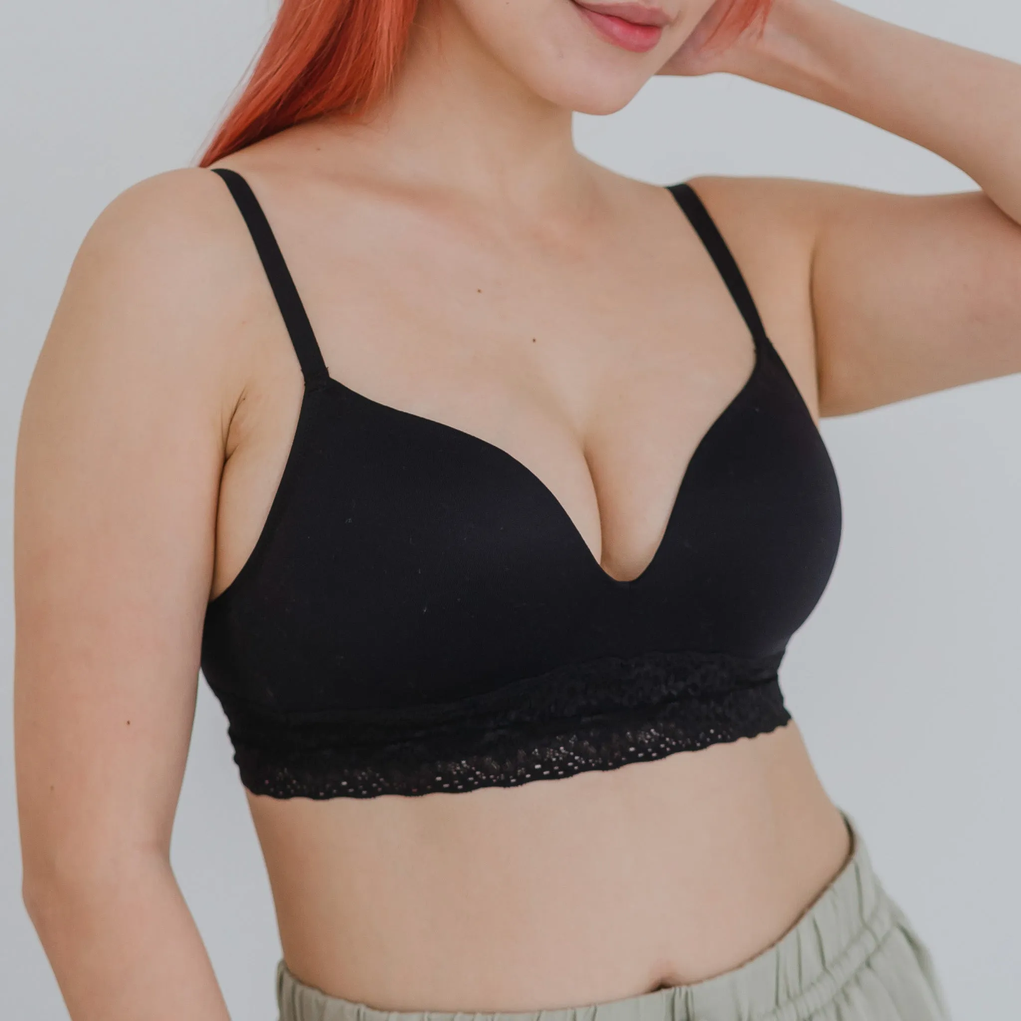 The Softest! Lacey Wireless T-Shirt Bra in Black