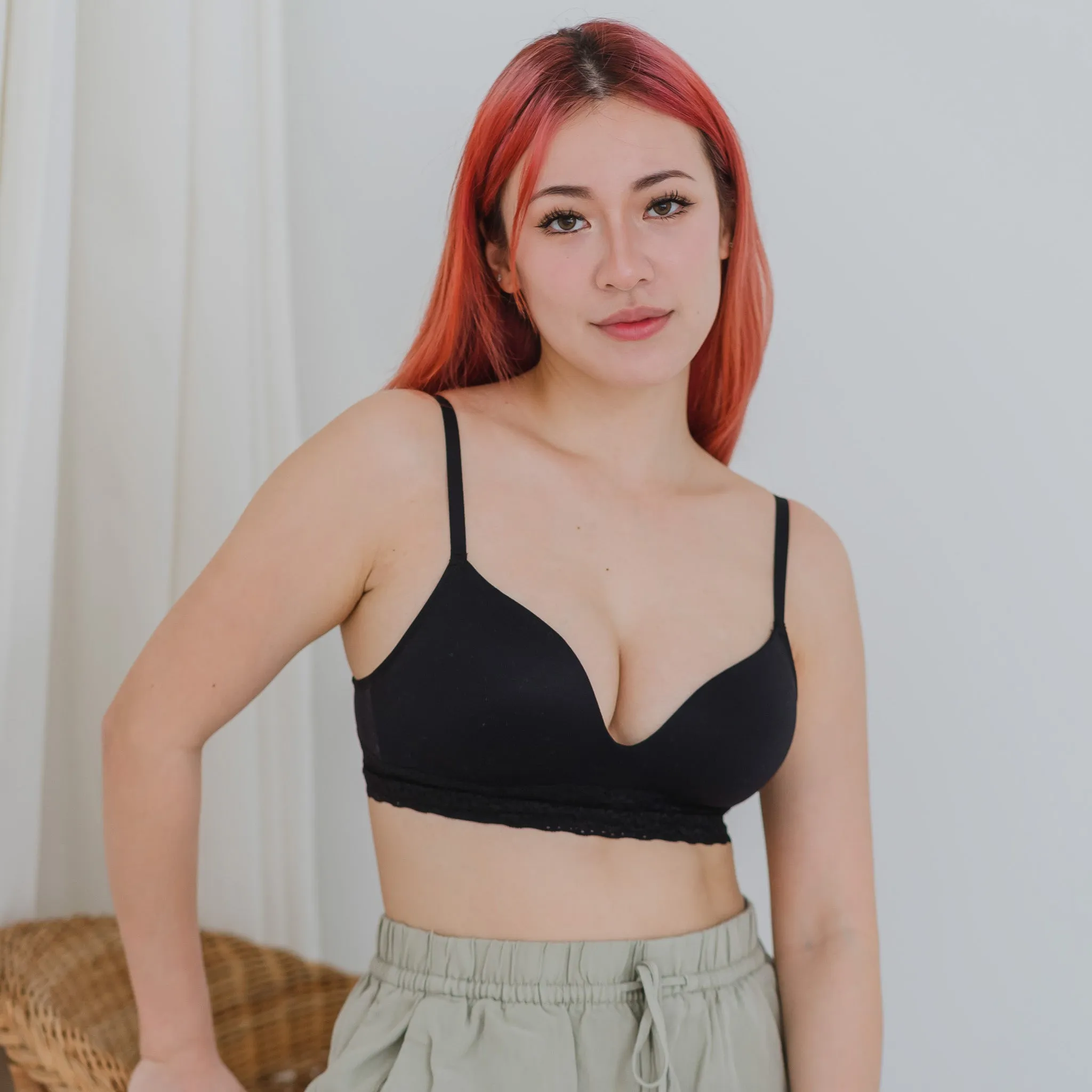 The Softest! Lacey Wireless T-Shirt Bra in Black