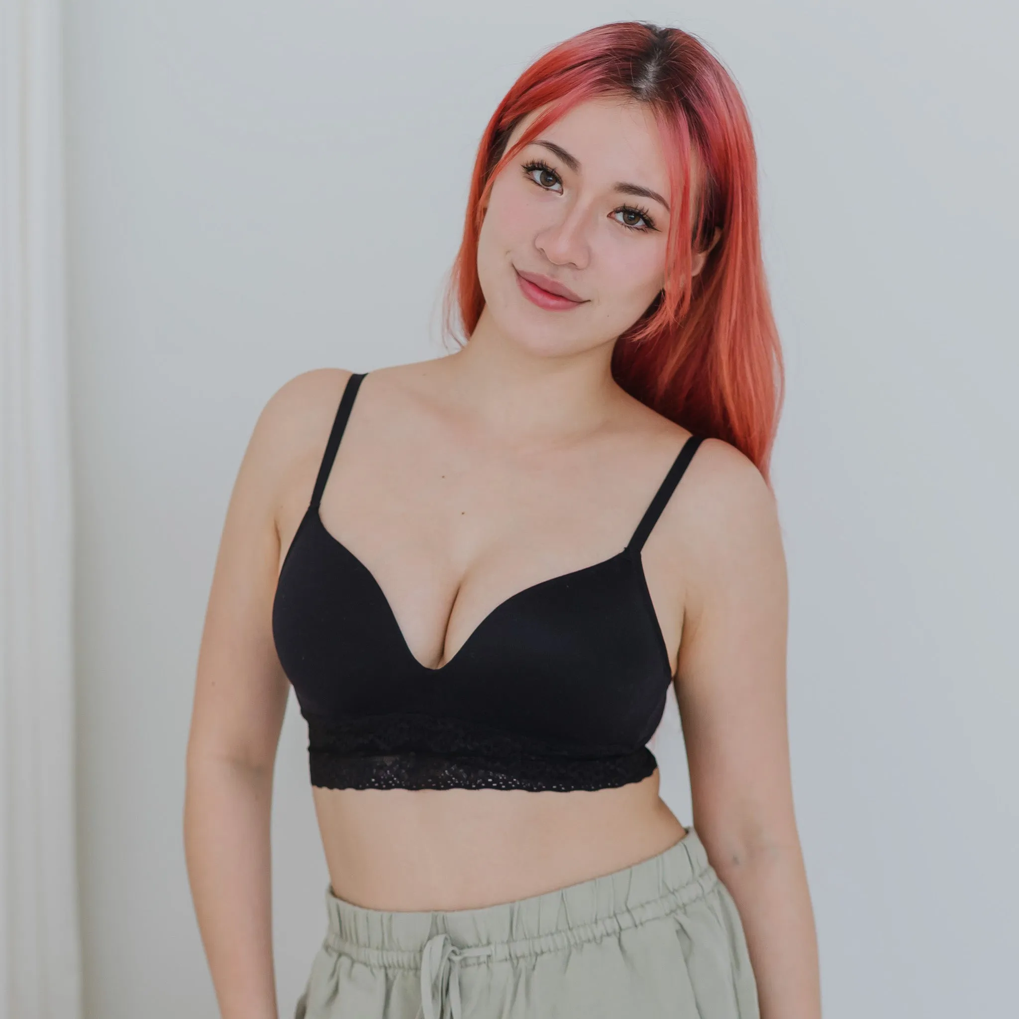 The Softest! Lacey Wireless T-Shirt Bra in Black