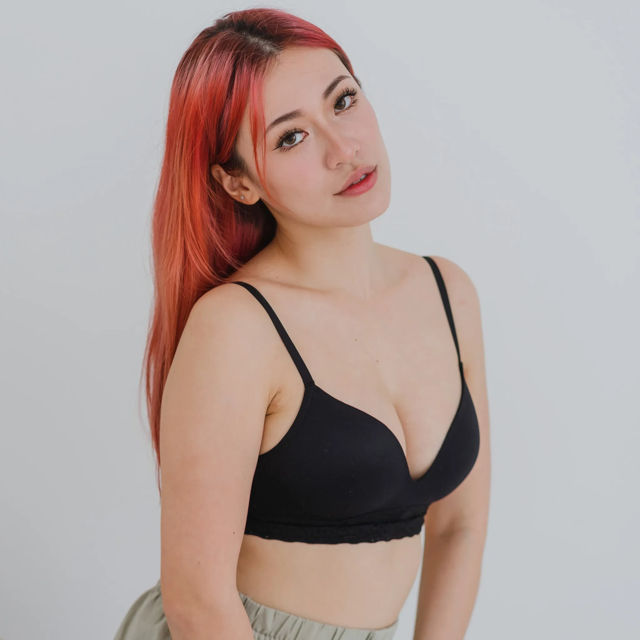 The Softest! Lacey Wireless T-Shirt Bra in Black