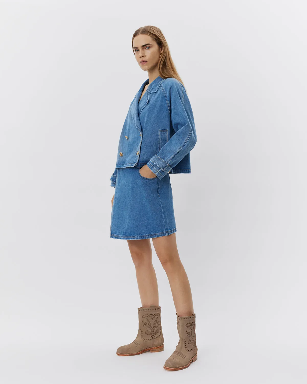 THINASW SKIRT - Denim blue