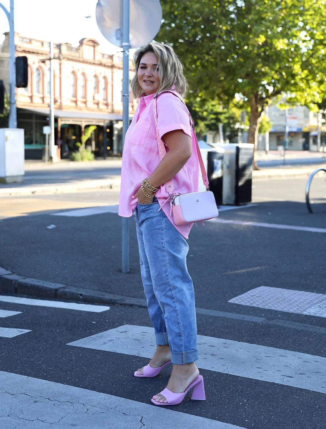 Tia Linen Top - Pink