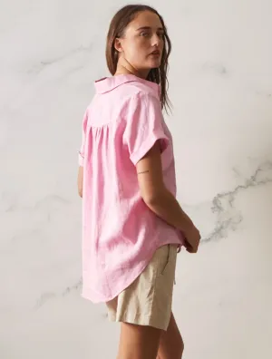Tia Linen Top - Pink