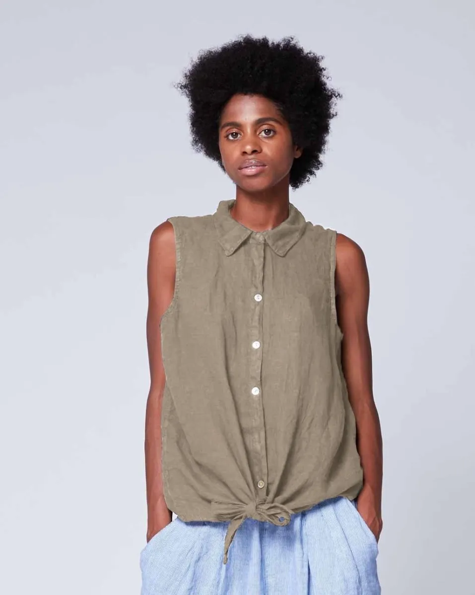 Tie-Waist Button Up Tank