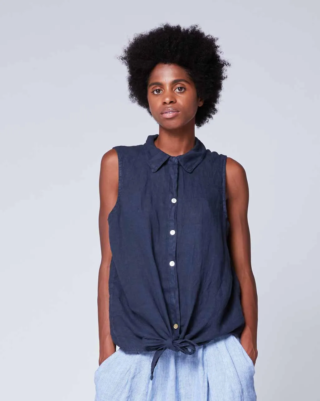 Tie-Waist Button Up Tank