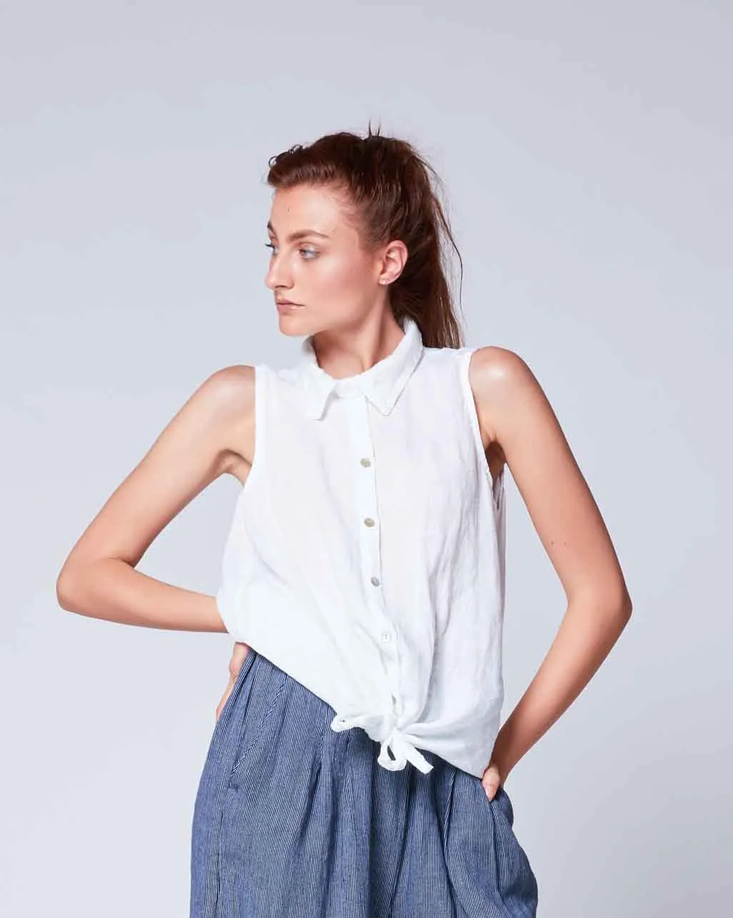 Tie-Waist Button Up Tank