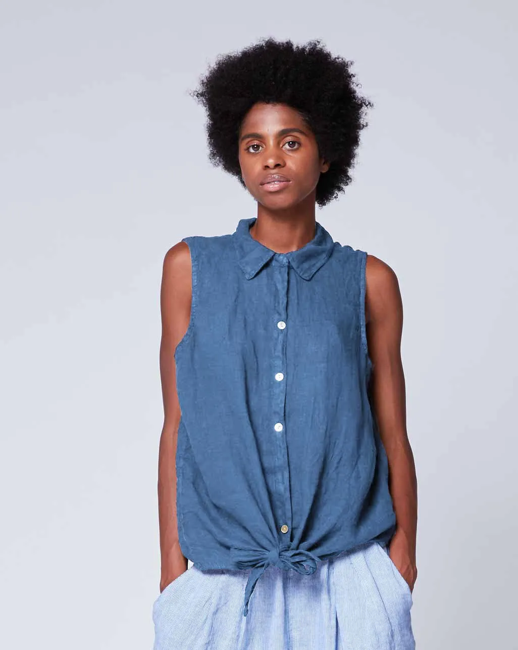Tie-Waist Button Up Tank