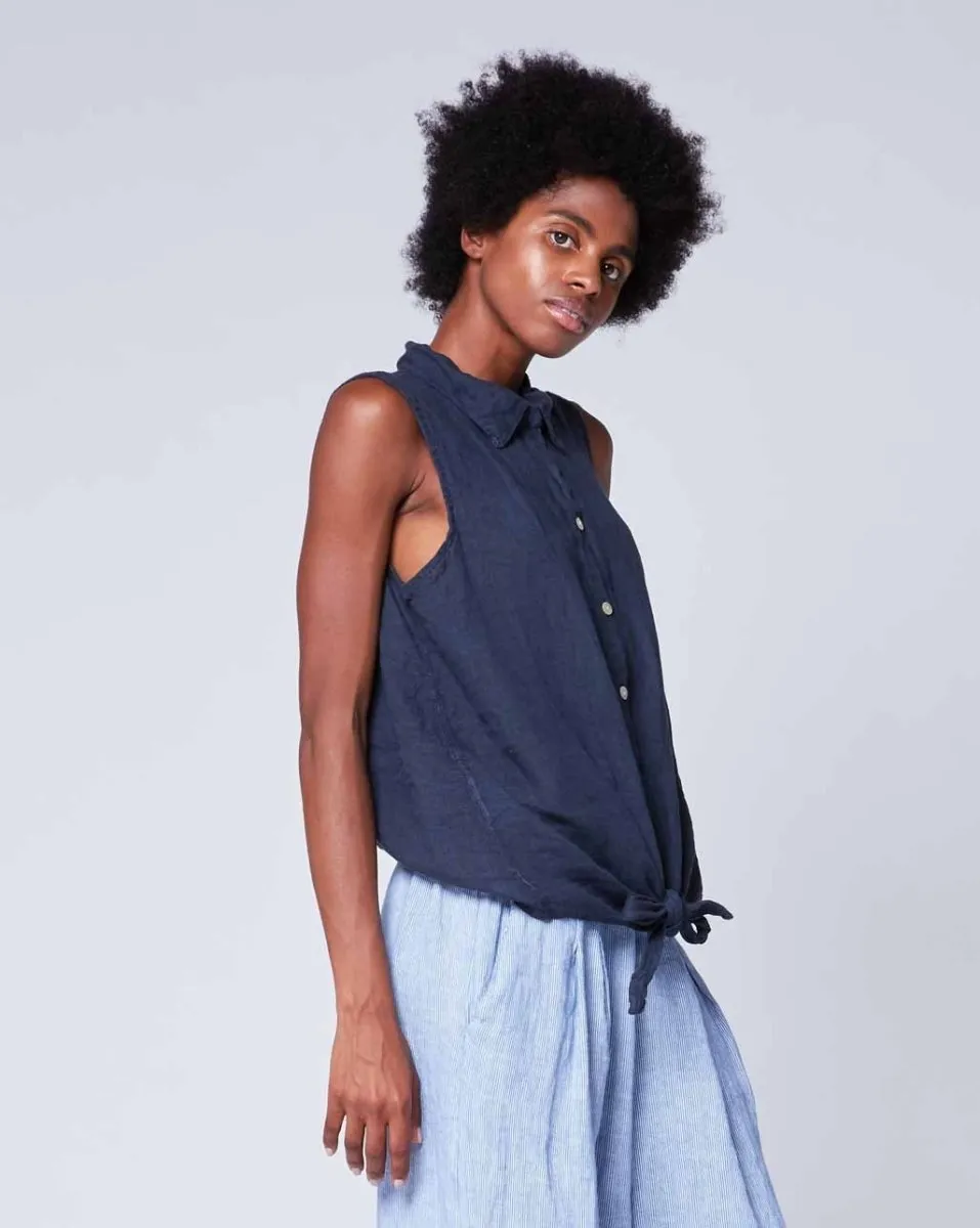 Tie-Waist Button Up Tank