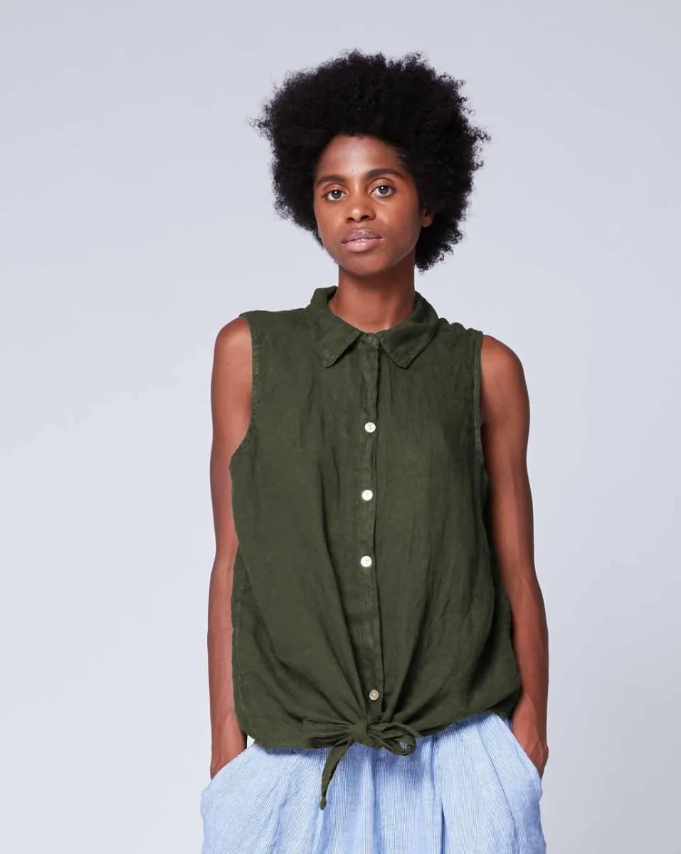 Tie-Waist Button Up Tank