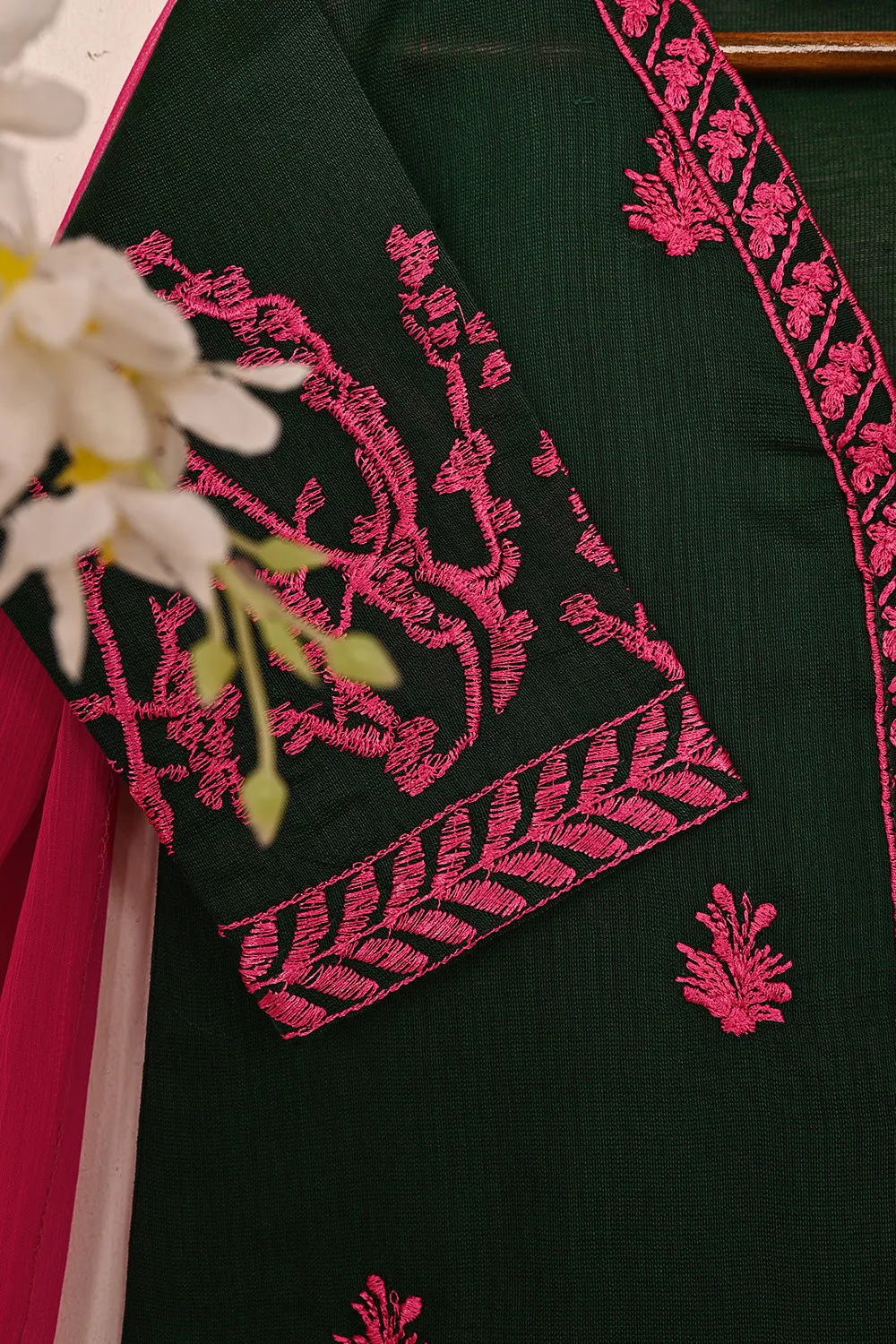 TKF-210-Green - Kids 3Pc Ready to Wear Embroidered Khaddi Fabric Dress