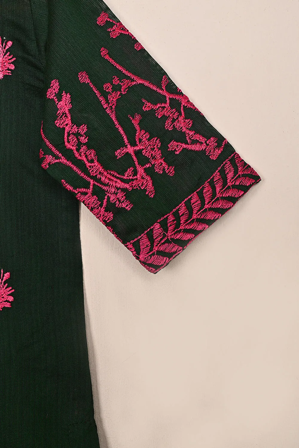 TKF-210-Green - Kids 3Pc Ready to Wear Embroidered Khaddi Fabric Dress