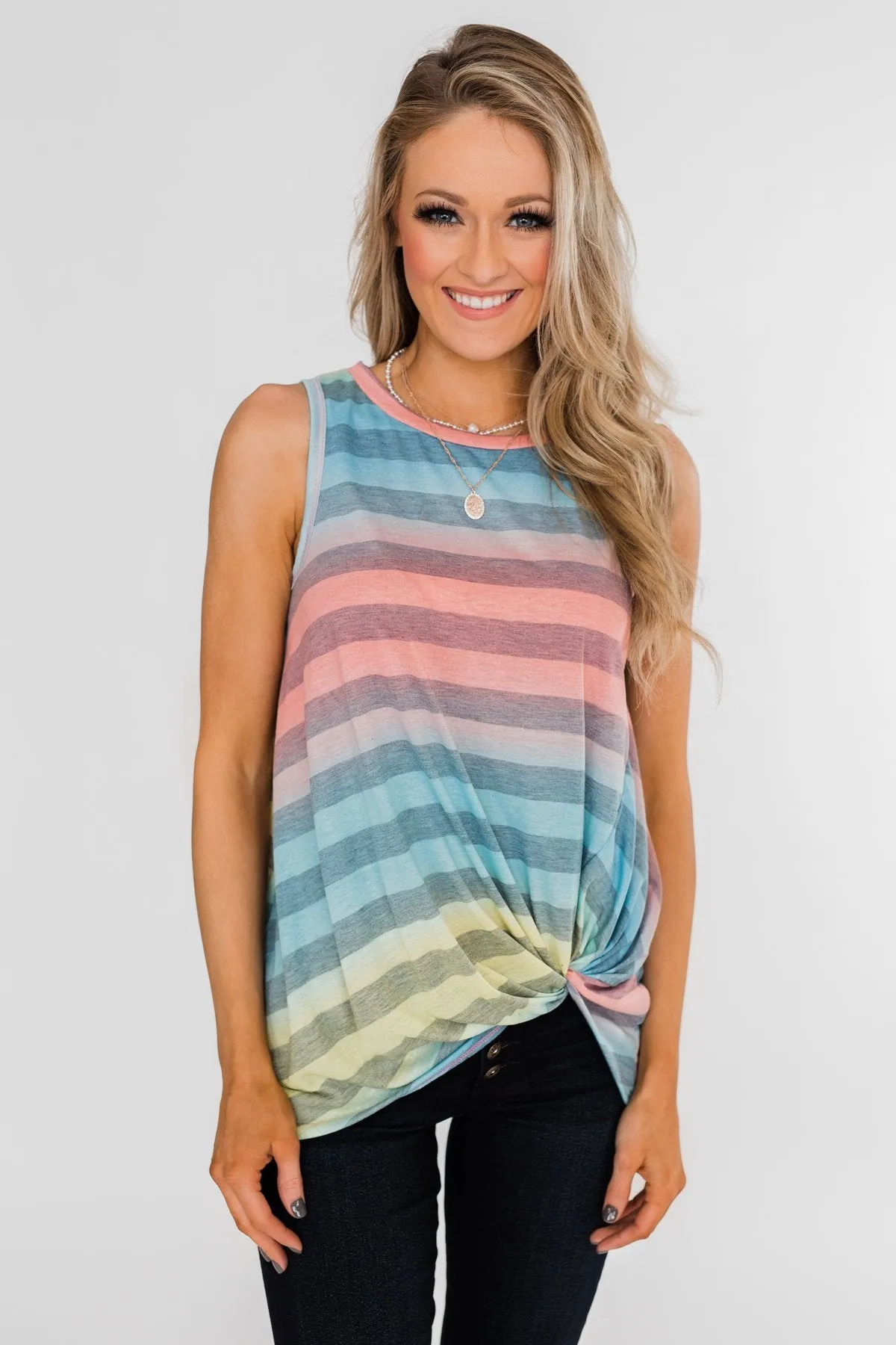 Together With You Striped Twist Top-  Multi-Colored