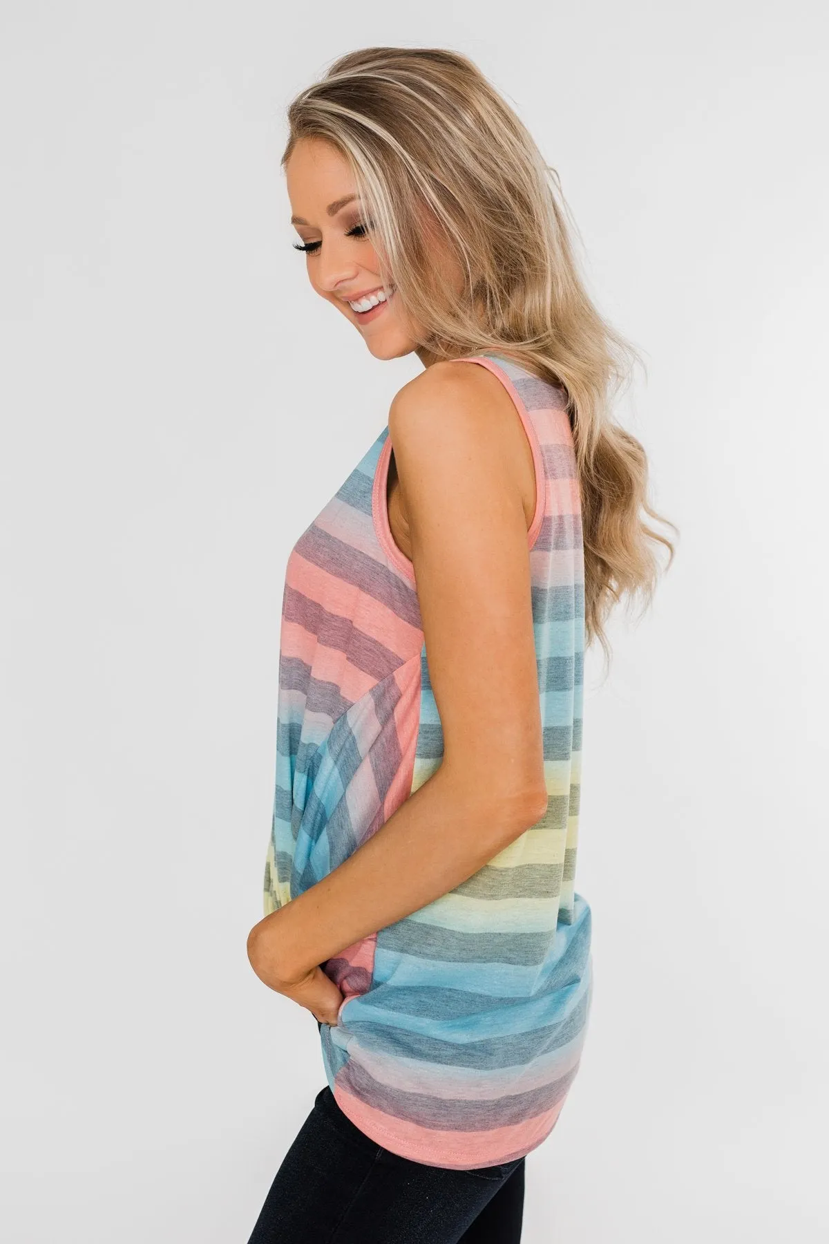 Together With You Striped Twist Top-  Multi-Colored