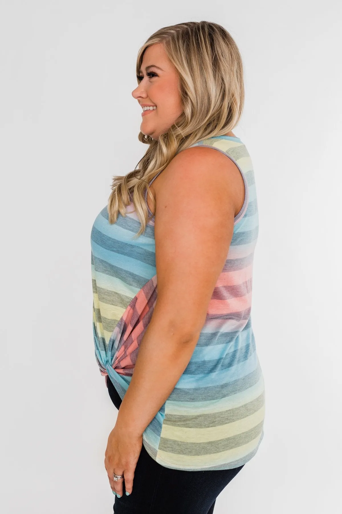 Together With You Striped Twist Top-  Multi-Colored