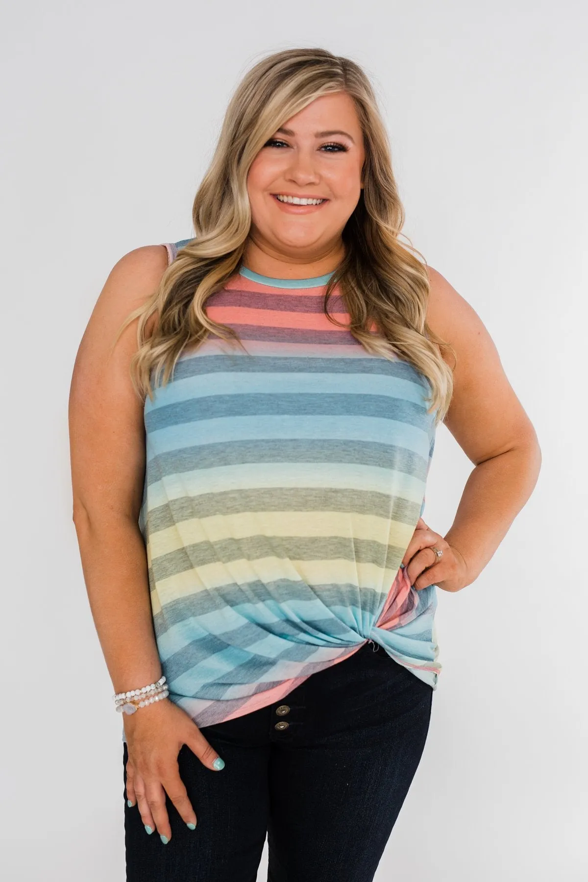 Together With You Striped Twist Top-  Multi-Colored