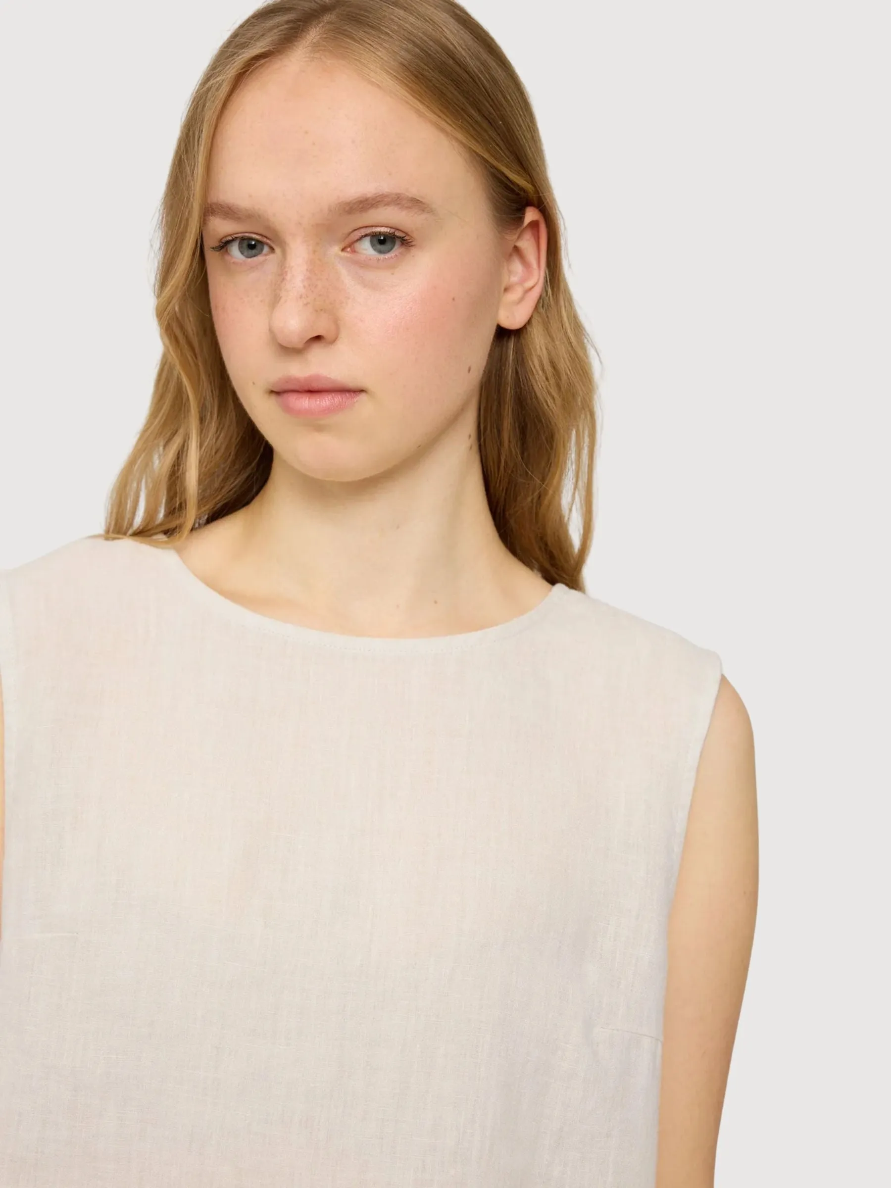 Top Sleeveless Light Pink Woman Linen | Mazine