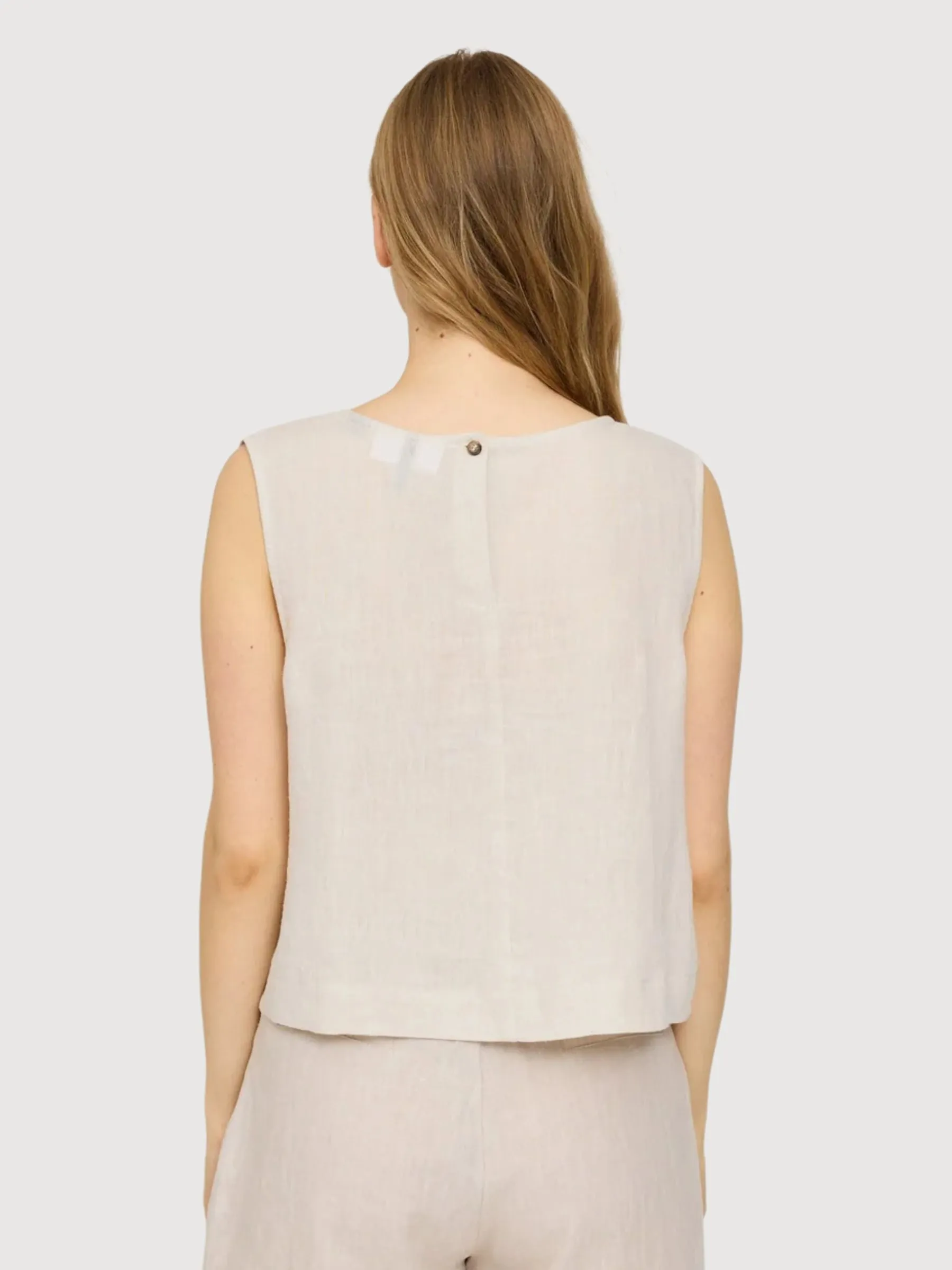 Top Sleeveless Light Pink Woman Linen | Mazine