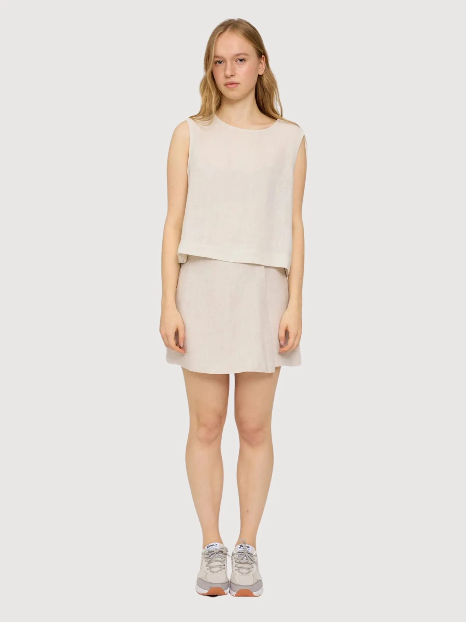Top Sleeveless Light Pink Woman Linen | Mazine