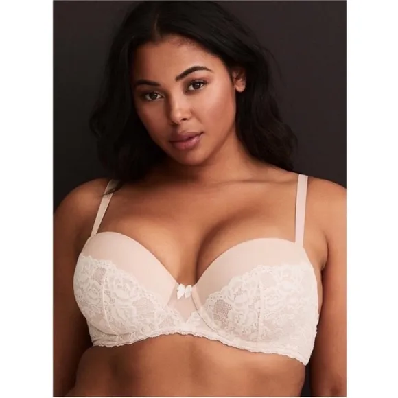 Torrid Curve Body T-Shirt Bra dusty pink lace lightly lined demi cup