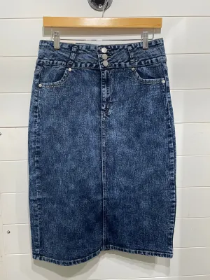 Traditional Girl Bleach Washed Denim Skirt - Curvy