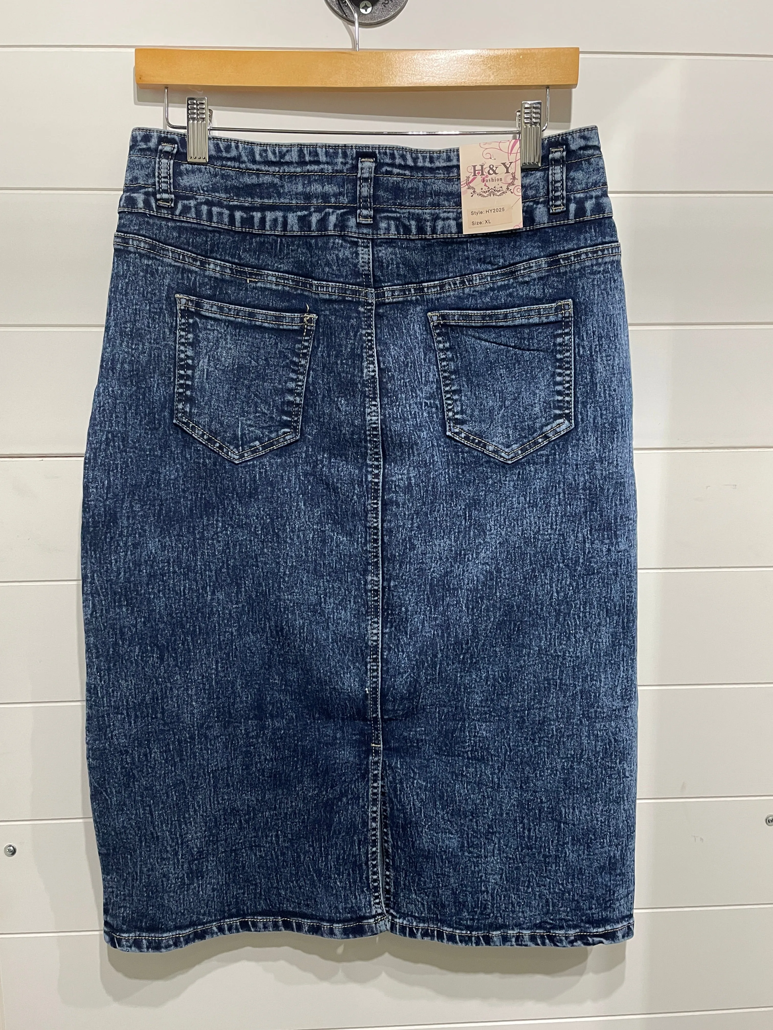 Traditional Girl Bleach Washed Denim Skirt - Curvy