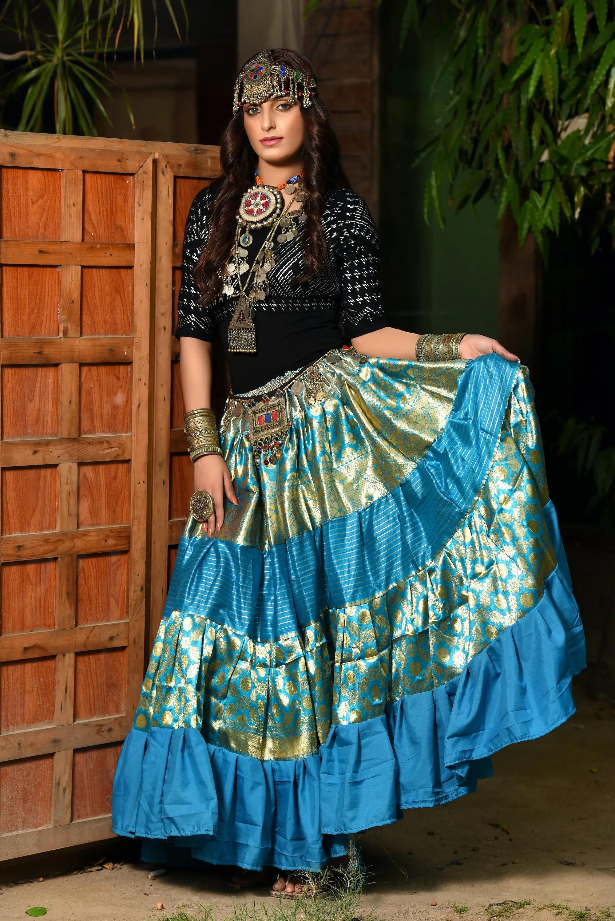 Turqouise banarsi skirt #2 WLS