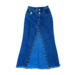 Two-Buttoned Blue Denim Skirt