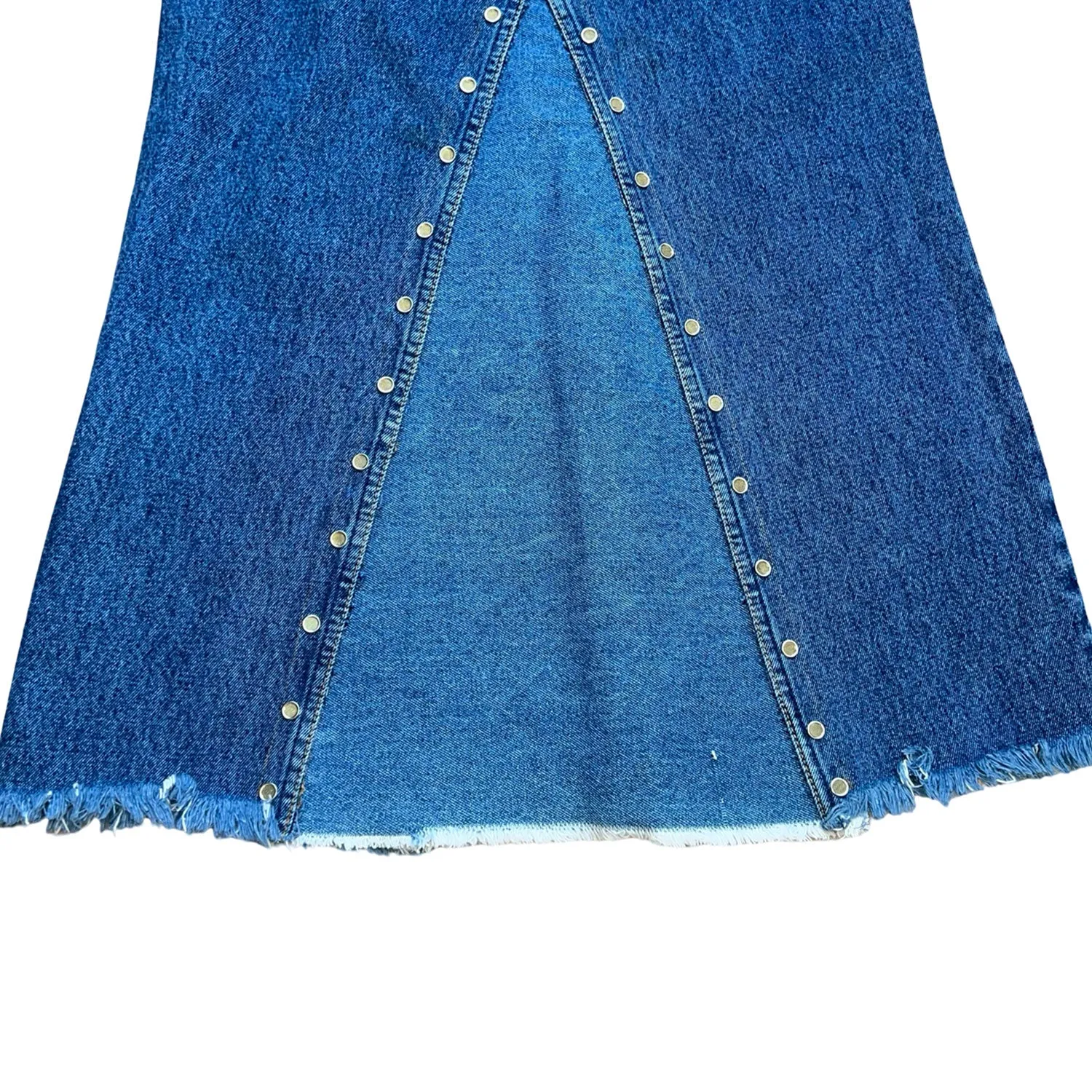 Two-Buttoned Blue Denim Skirt