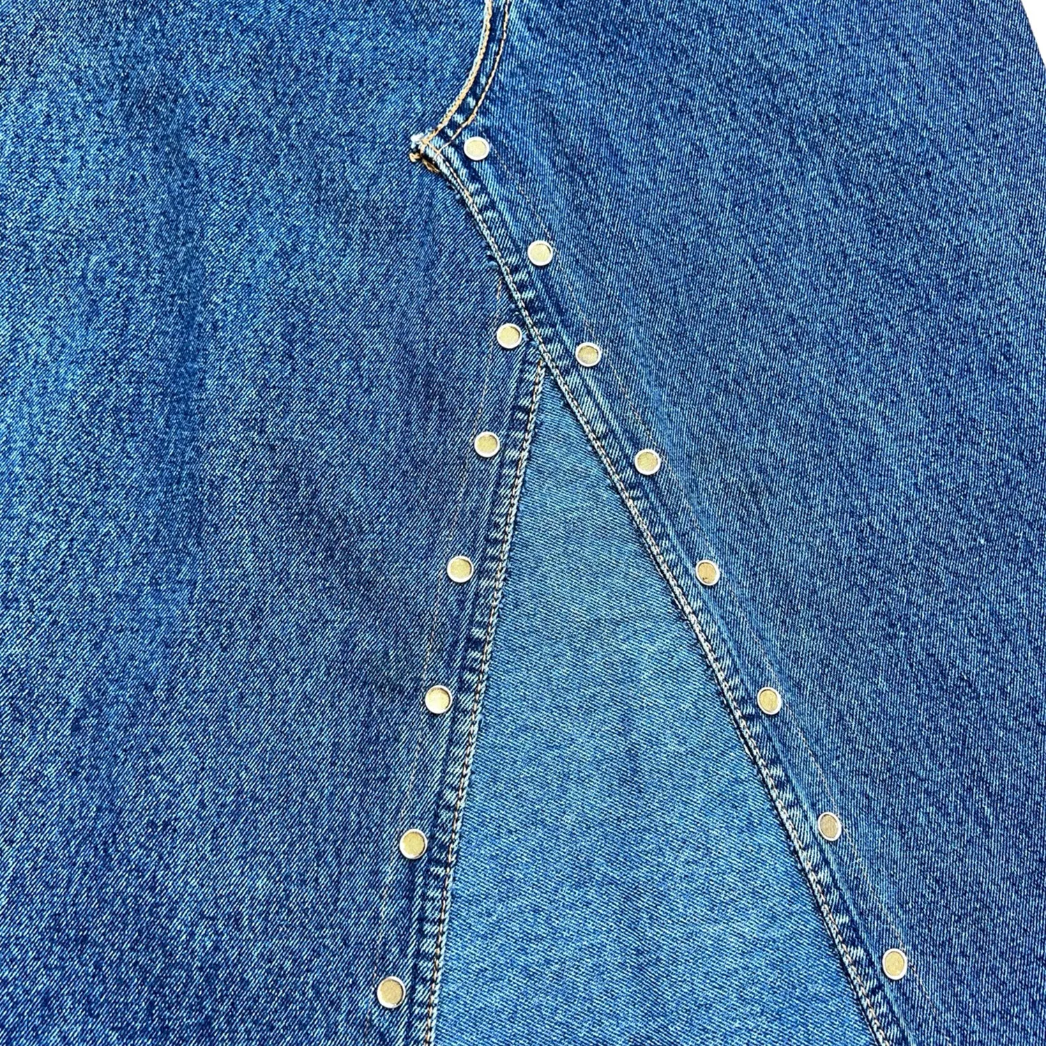 Two-Buttoned Blue Denim Skirt