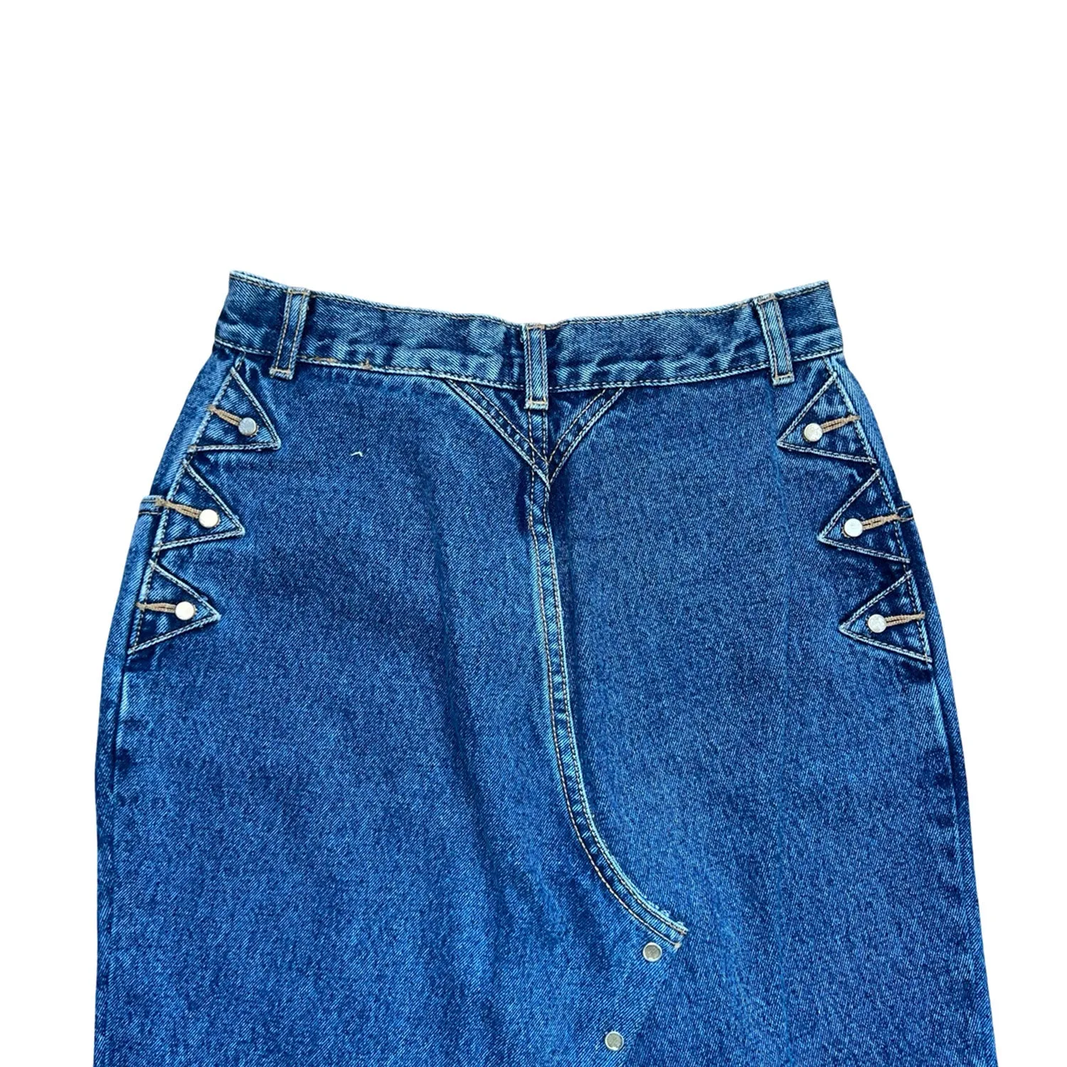 Two-Buttoned Blue Denim Skirt
