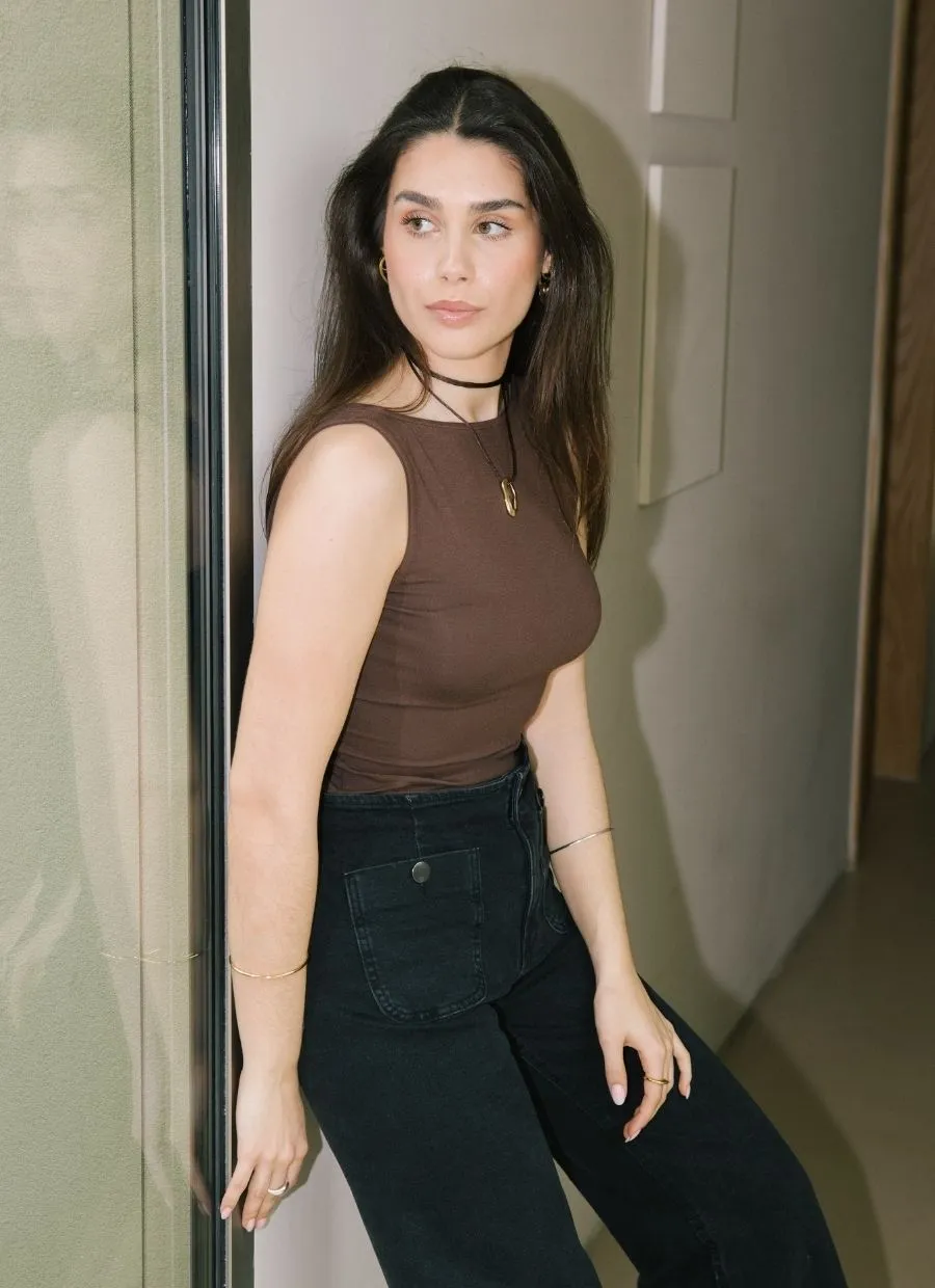 Two-Way Tank Top Micro Modal - Chocolate Brown