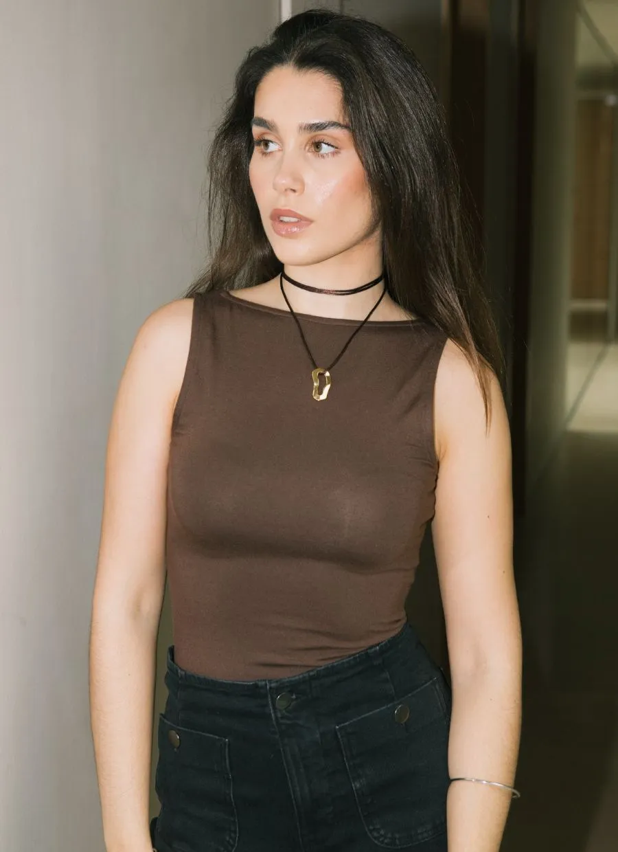 Two-Way Tank Top Micro Modal - Chocolate Brown